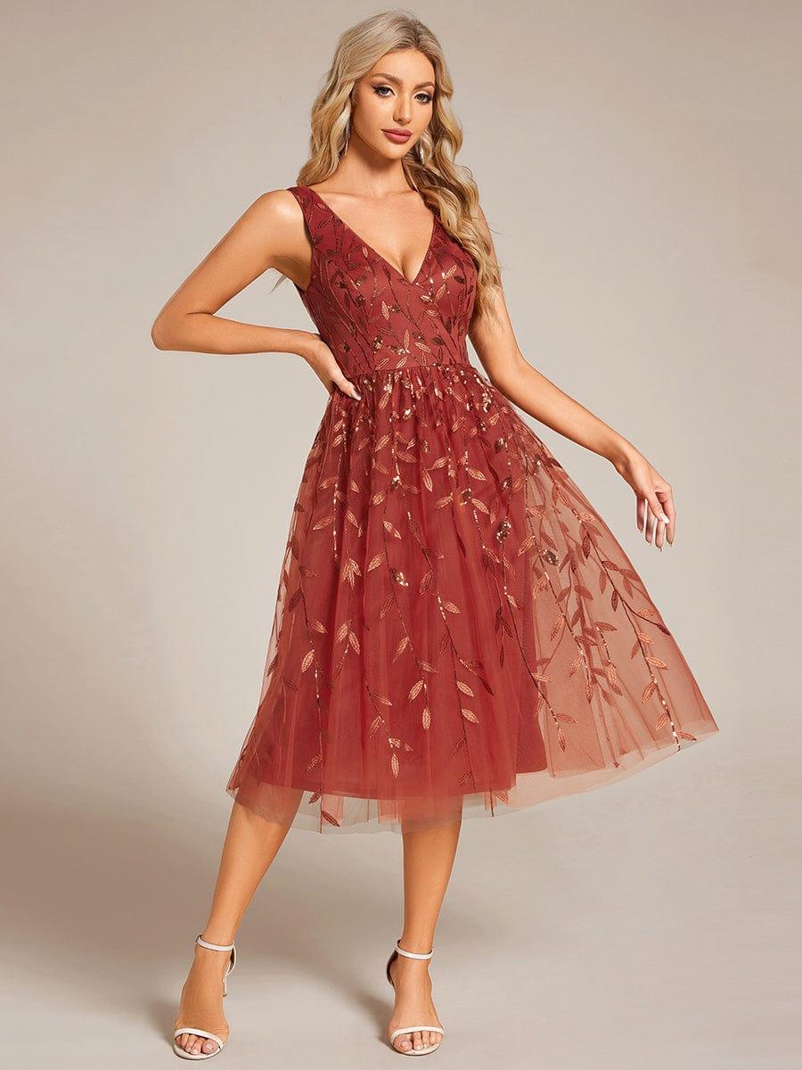 ever ROUX|Sequined V-Neck A-Line Midi Wedding Guest Dress with Sleeveless£¨Final Sale£© - Image 19