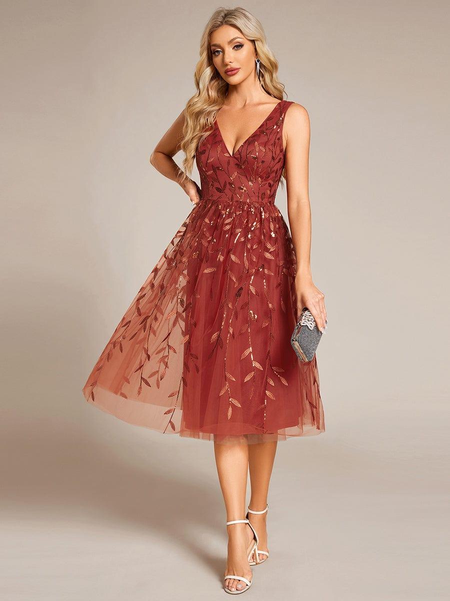 ever ROUX|Sequined V-Neck A-Line Midi Wedding Guest Dress with Sleeveless£¨Final Sale£© - Image 23