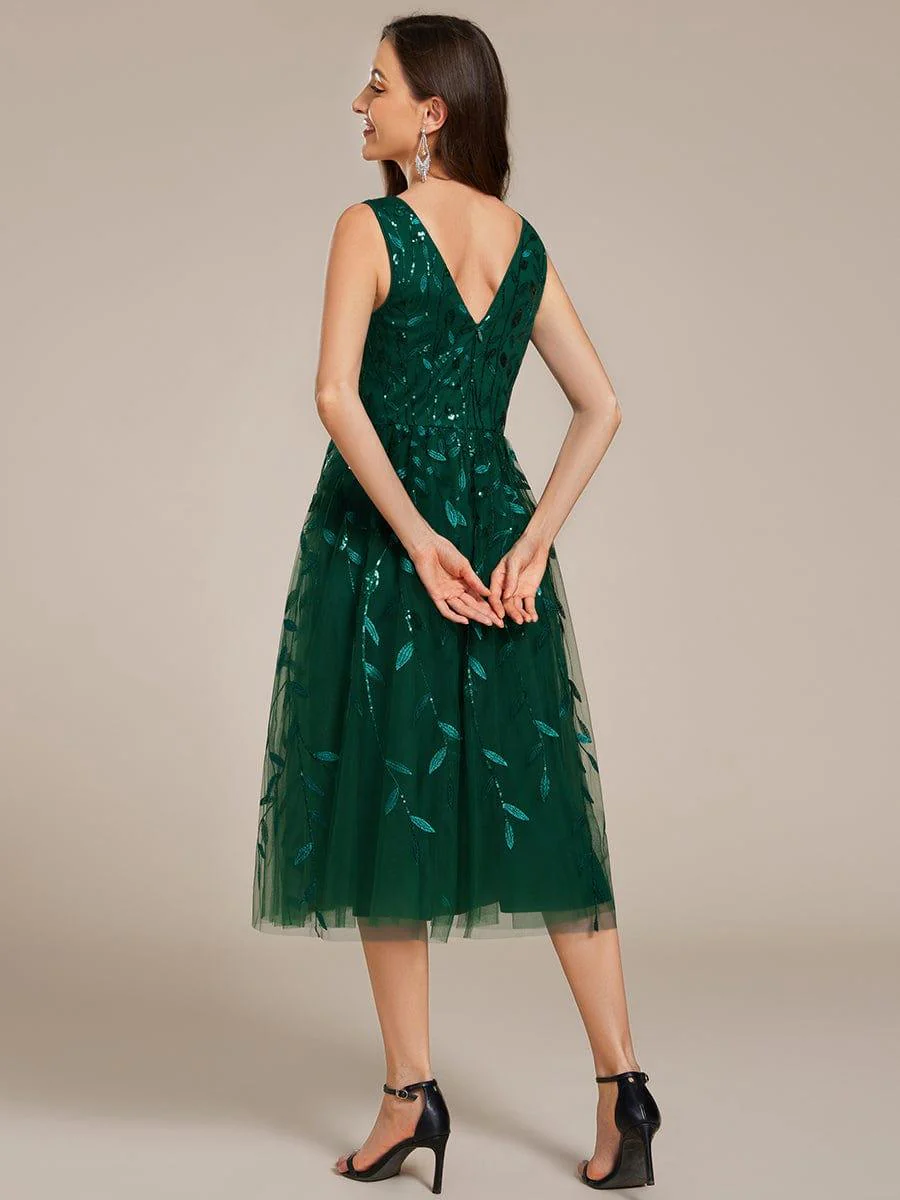 ever ROUX|Sequined V-Neck A-Line Midi Wedding Guest Dress with Sleeveless£¨Final Sale£© - Image 30