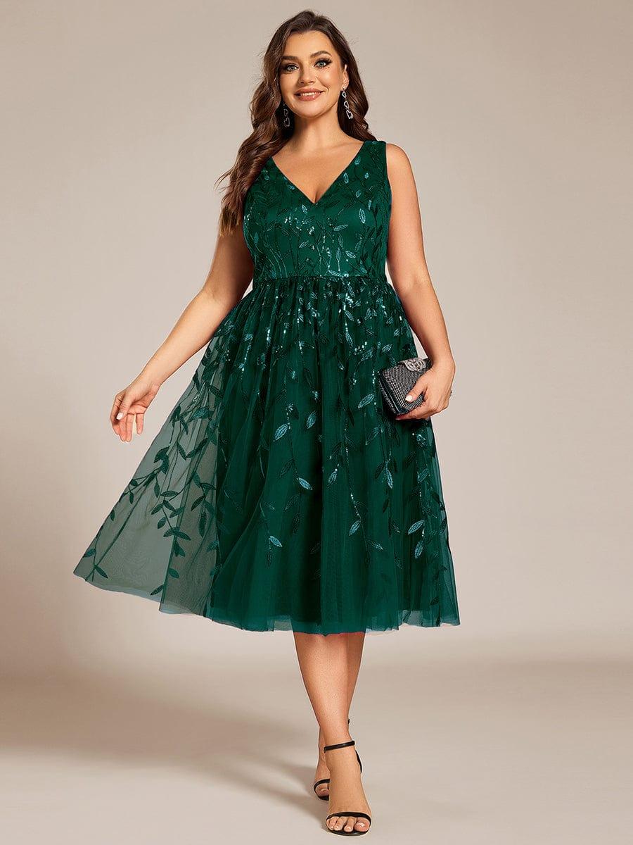 ever ROUX|Sequined V-Neck A-Line Midi Wedding Guest Dress with Sleeveless£¨Final Sale£© - Image 34