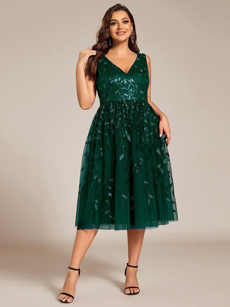 ever ROUX|Sequined V-Neck A-Line Midi Wedding Guest Dress with Sleeveless£¨Final Sale£© - Image 38