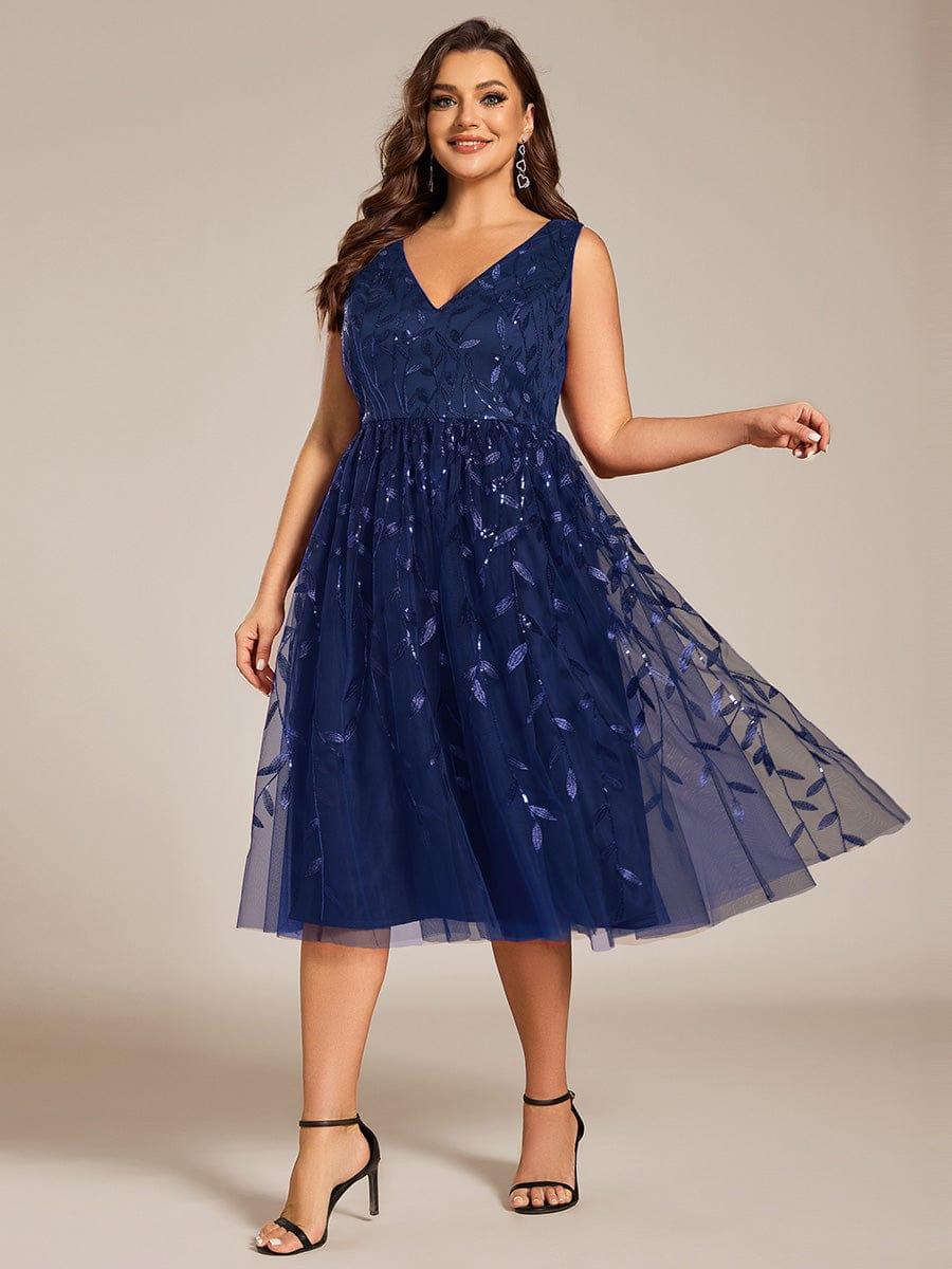 ever ROUX|Sequined V-Neck A-Line Midi Wedding Guest Dress with Sleeveless£¨Final Sale£© - Image 47