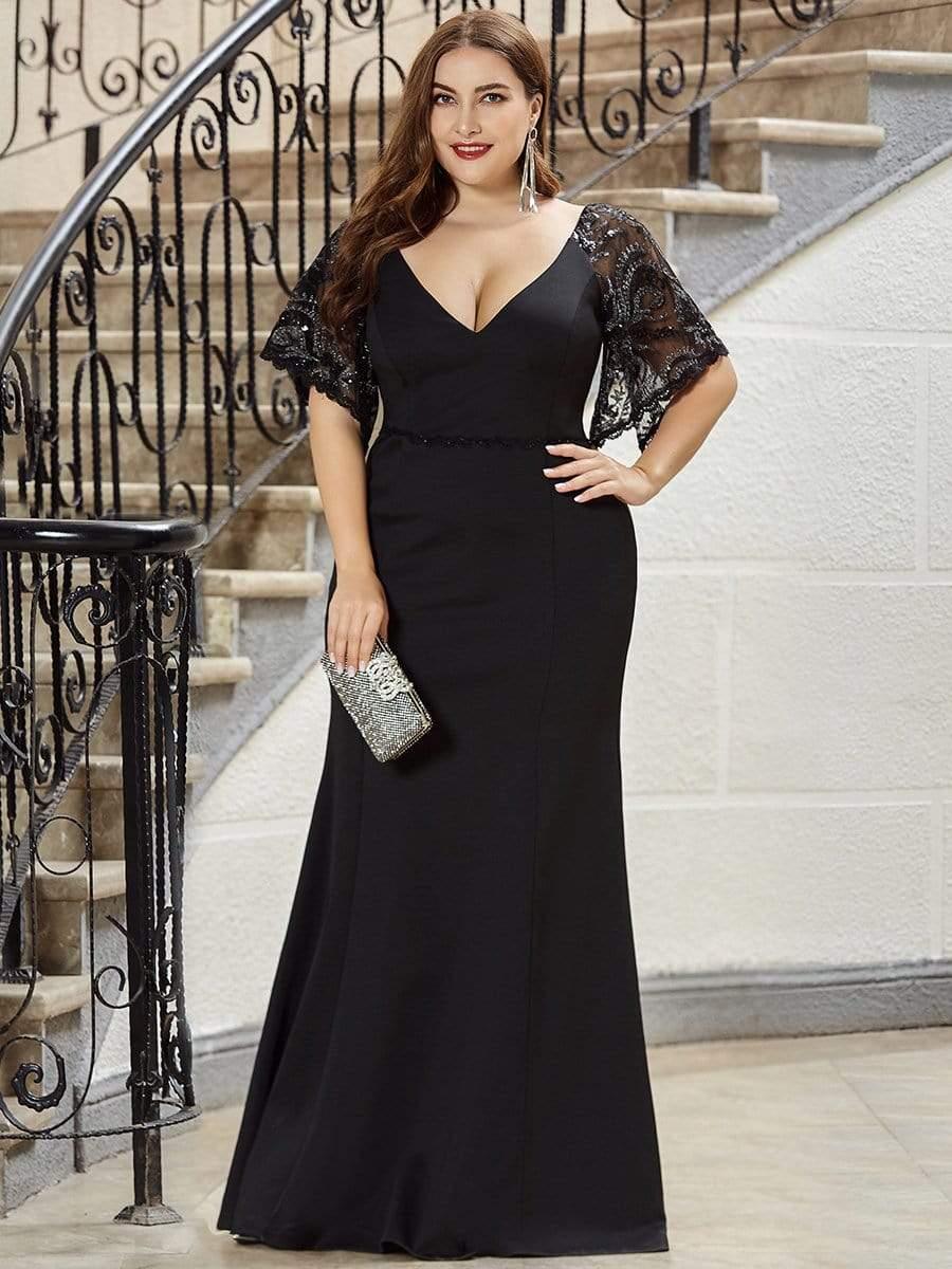 ever SLOANE|Sexy Maxi V Neck Bodycon Party Dress with Flare Sleeves(Final Sale) - Image 10