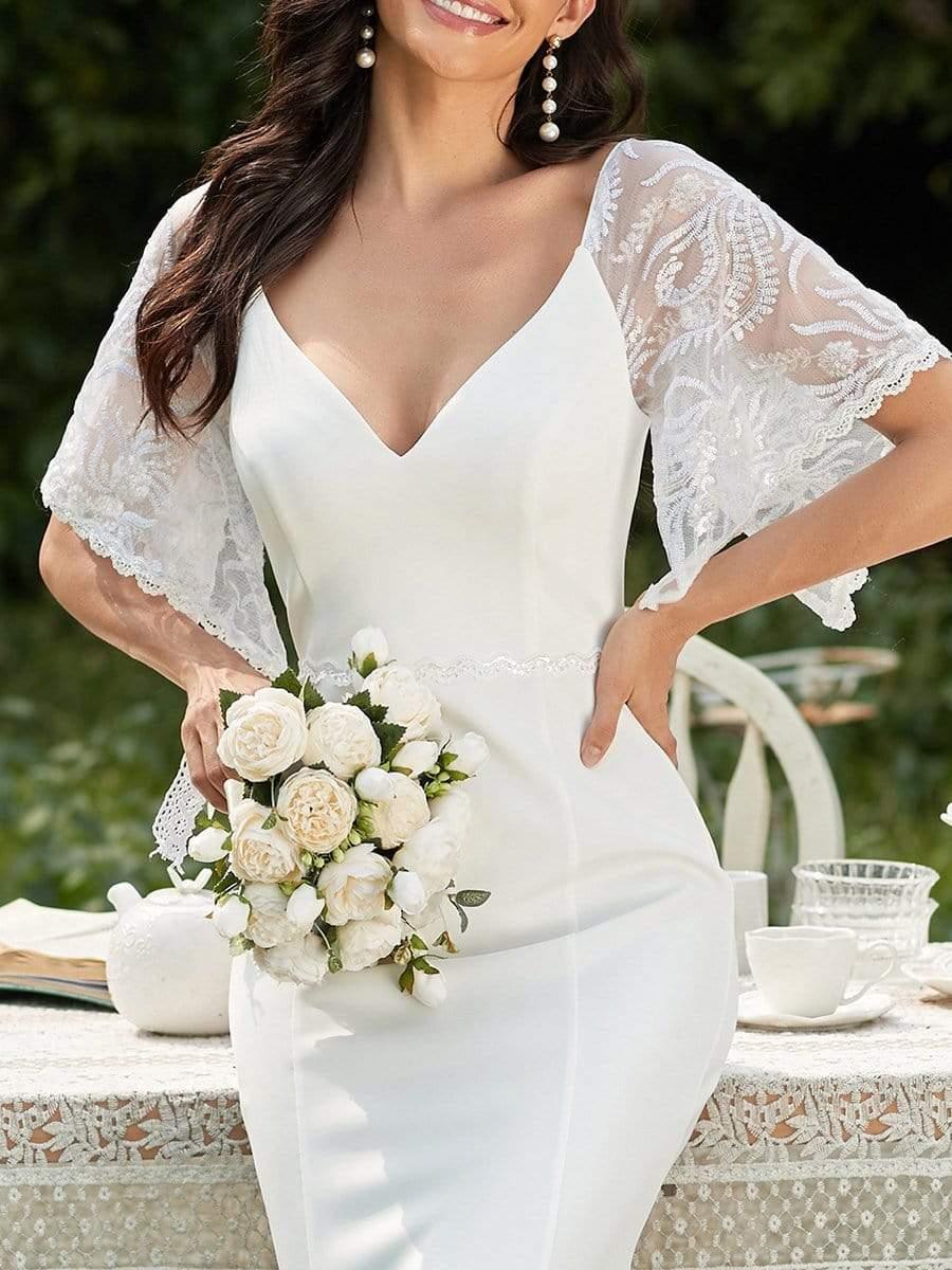 ever SLOANE|Sexy Maxi V Neck Bodycon Party Dress with Flare Sleeves(Final Sale) - Image 21