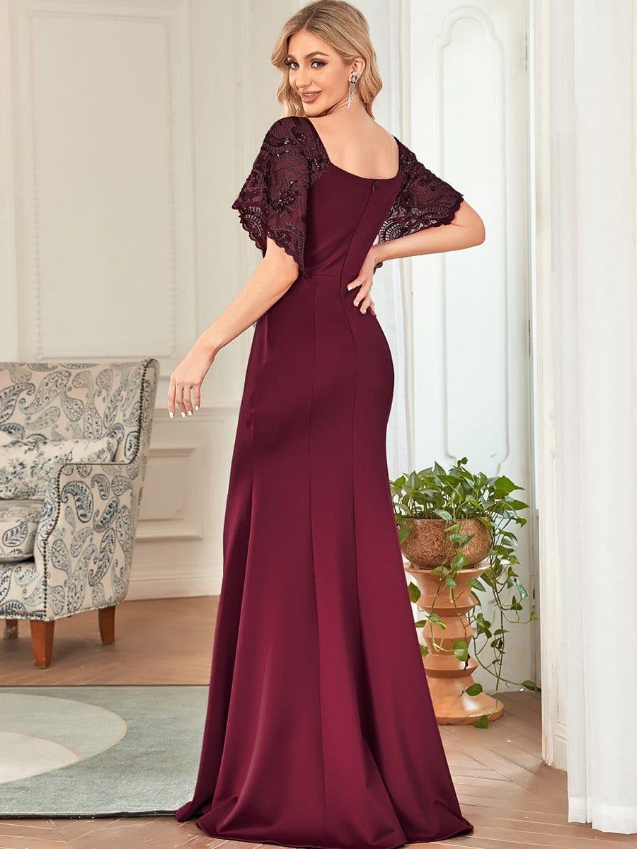 ever SLOANE|Sexy Maxi V Neck Bodycon Party Dress with Flare Sleeves(Final Sale) - Image 27