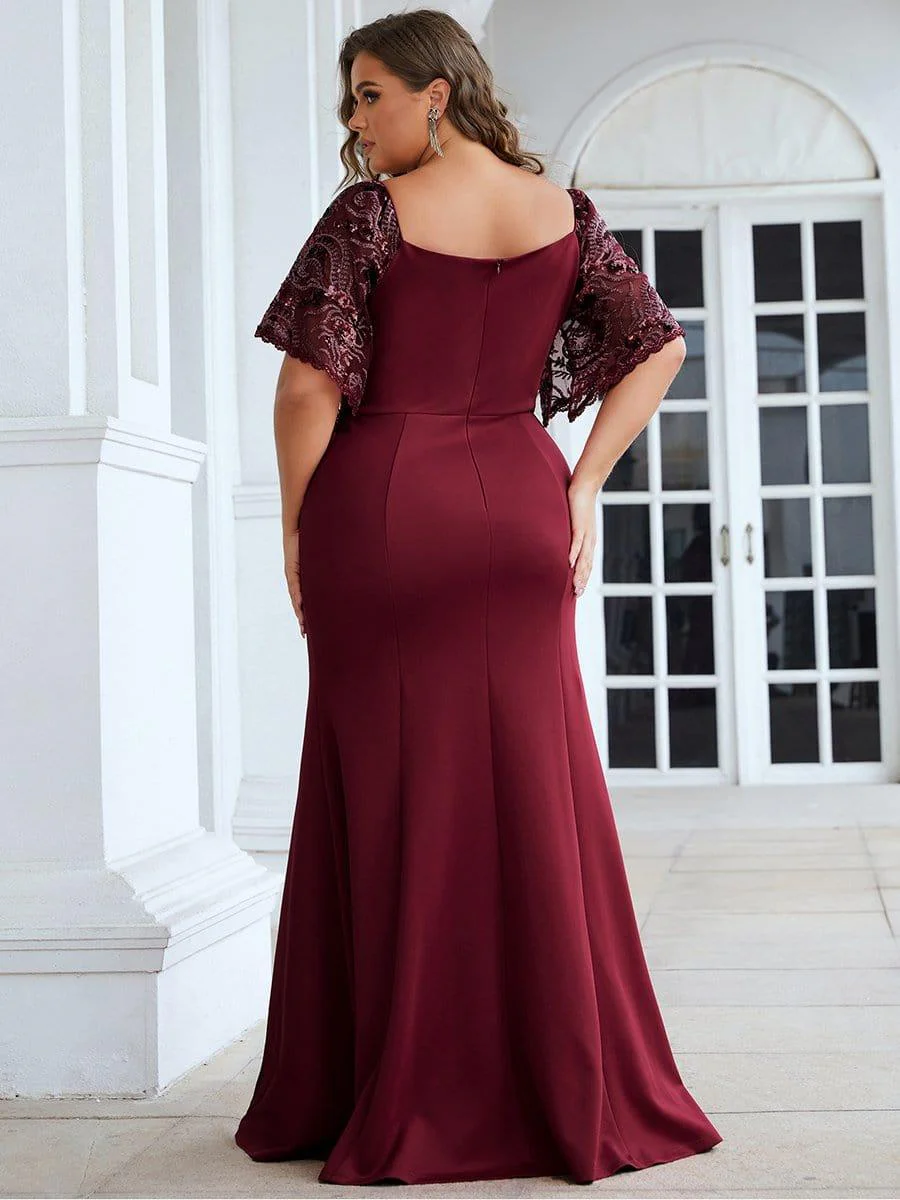 ever SLOANE|Sexy Maxi V Neck Bodycon Party Dress with Flare Sleeves(Final Sale) - Image 32