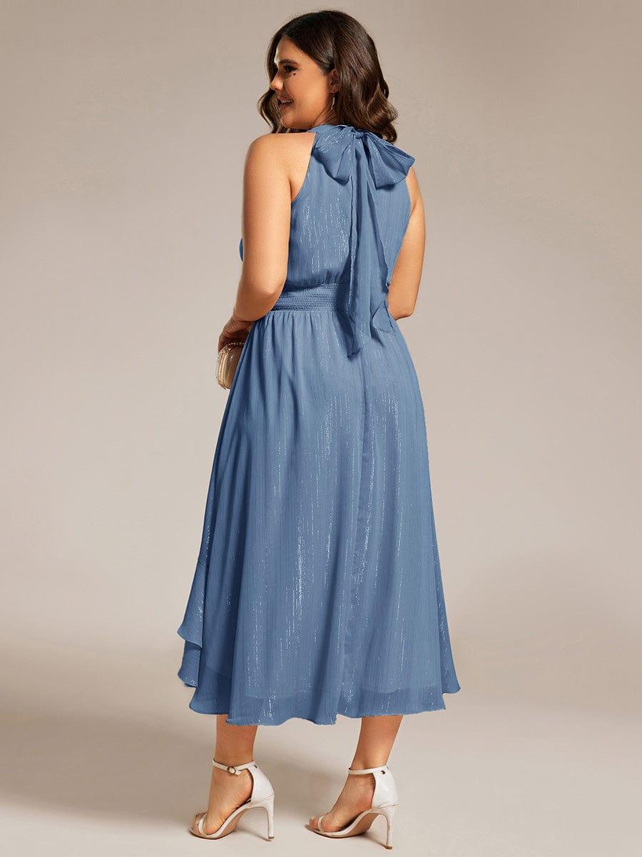 ever ZOYA|Shimmering Pleated High-Low Ruffle Wedding Guest Dress(Final Sale) - Image 7