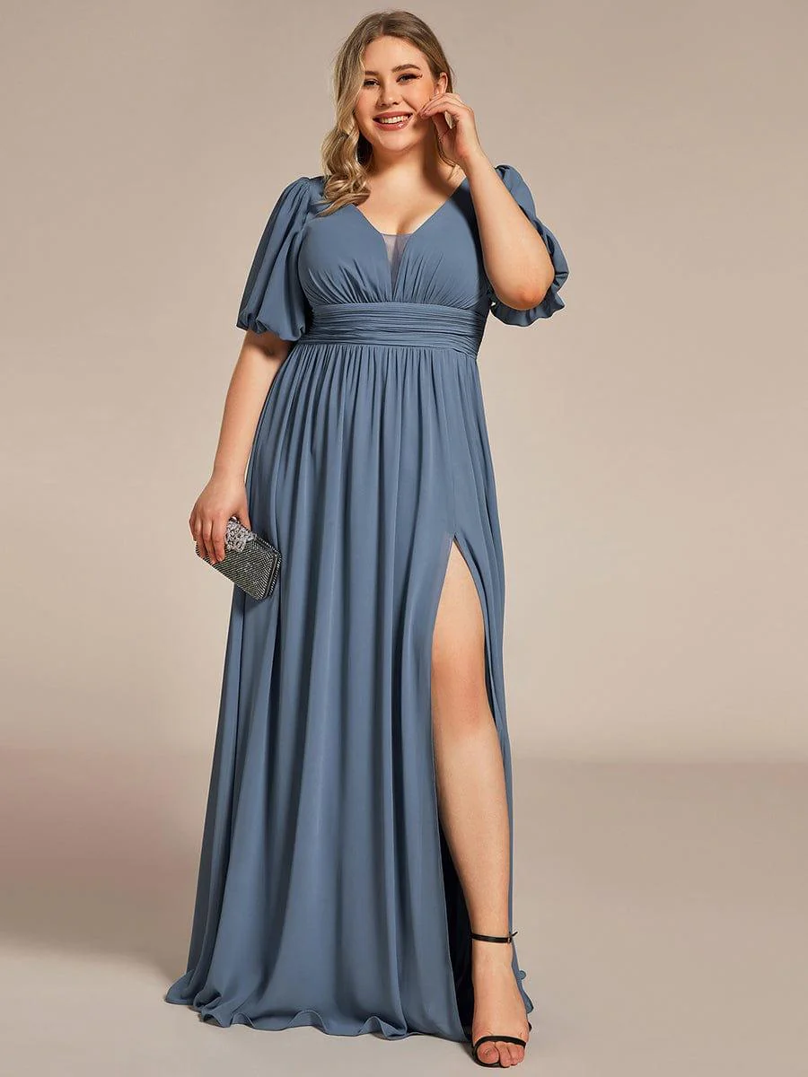 ever MADISON|Short Sleeve Front Slit Evening Dress(Final Sale) - Image 13