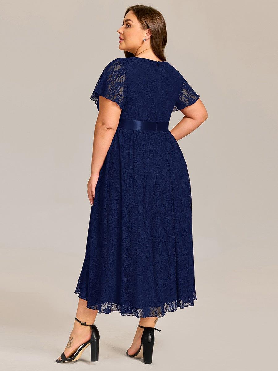 ever SEVYN|Short Sleeve Ruffled Lace Midi Evening Dress - Image 17