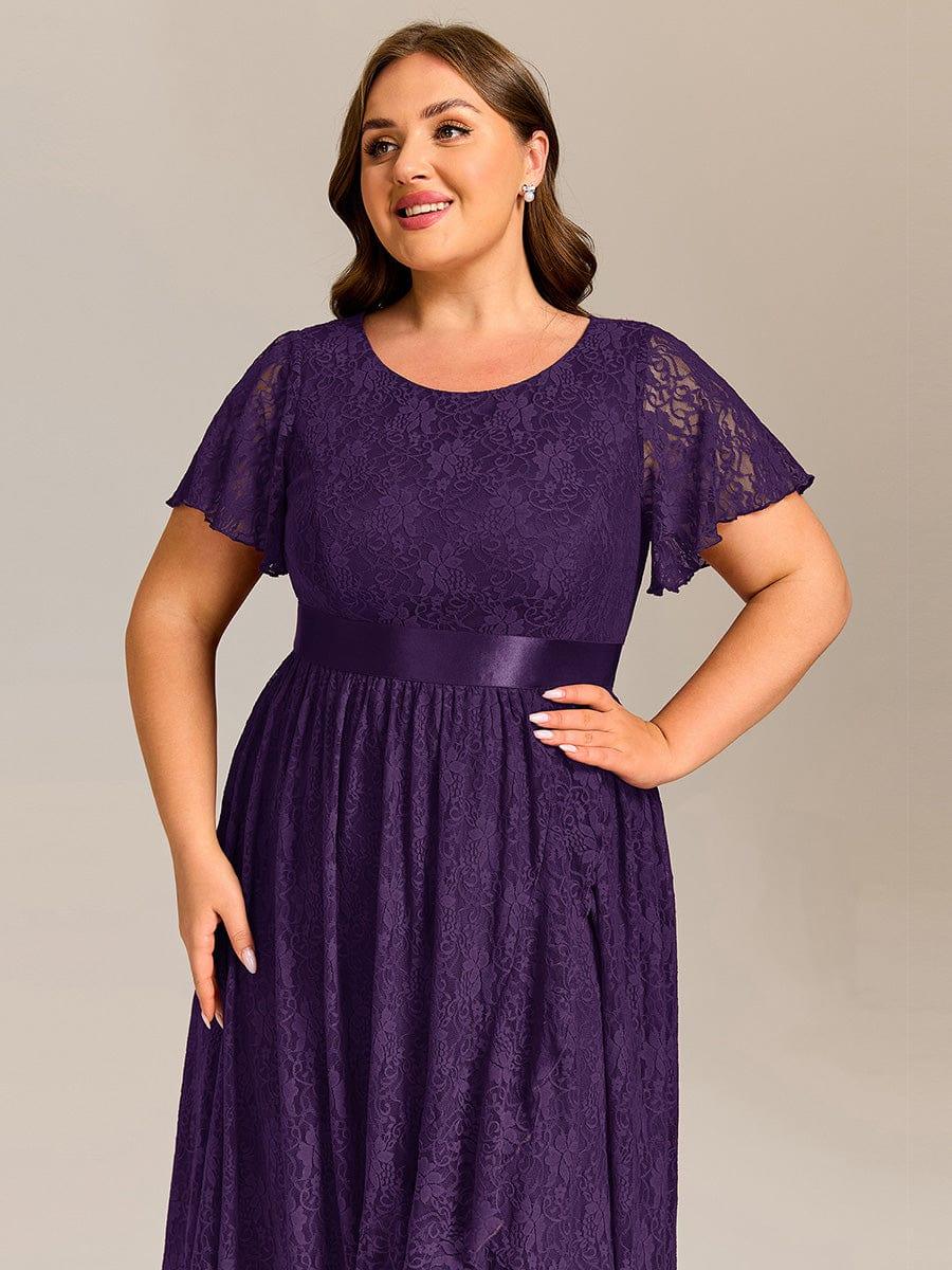 ever SEVYN|Short Sleeve Ruffled Lace Midi Evening Dress - Image 28
