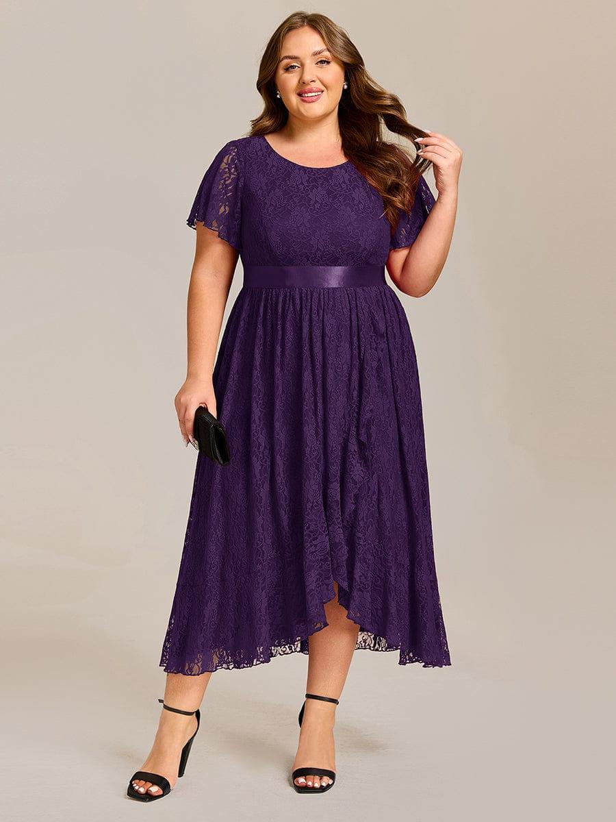 ever SEVYN|Short Sleeve Ruffled Lace Midi Weeding Guest Dress - Image 26