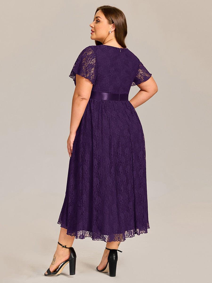 ever SEVYN|Short Sleeve Ruffled Lace Midi Weeding Guest Dress - Image 27