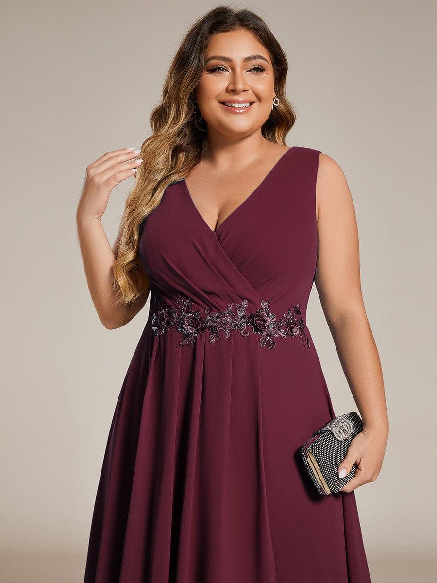 ever IRYS|Sleeveless Chiffon High-Low Wedding Guest Dress with Waist Applique - Image 42