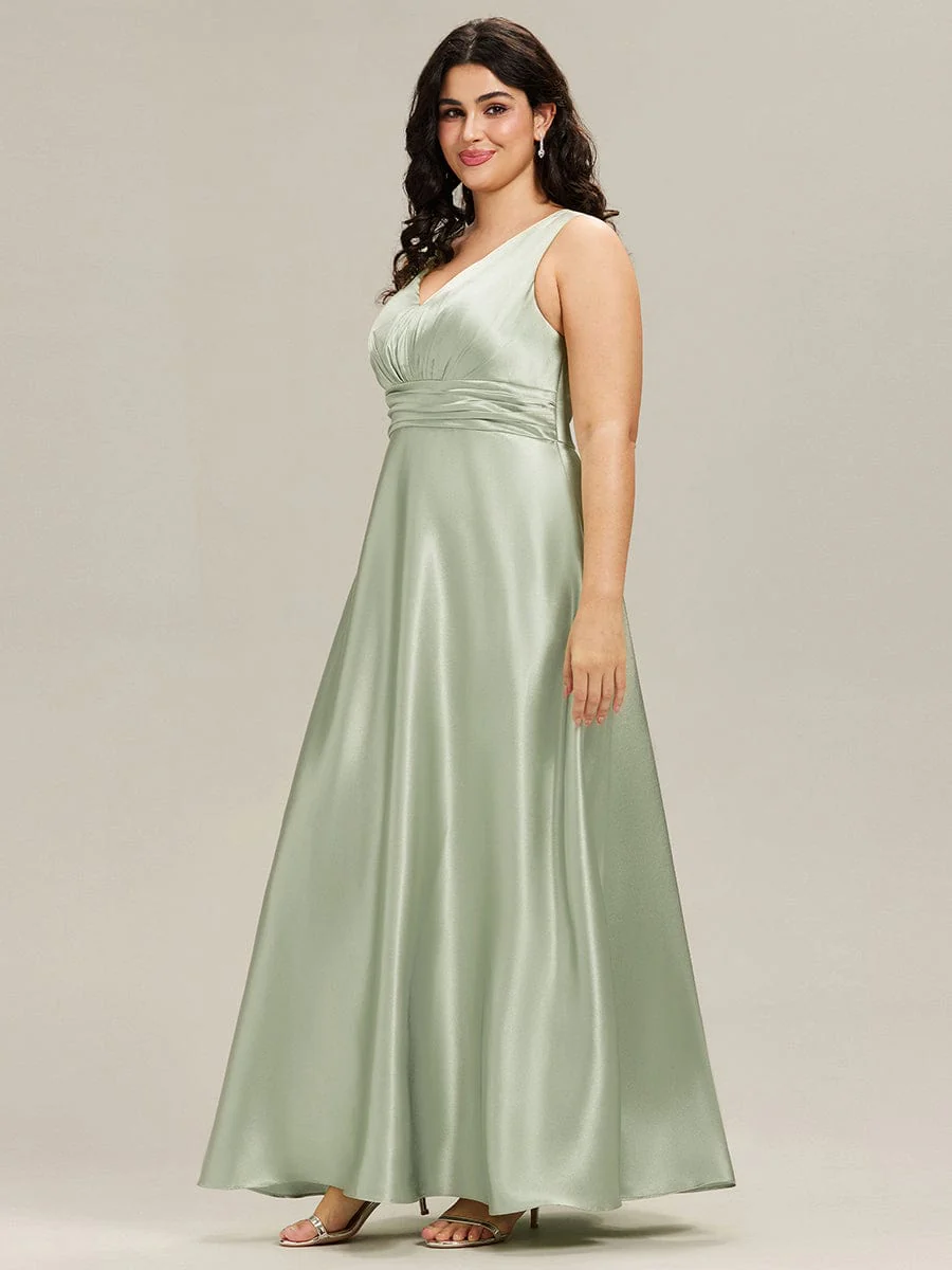 ever INDY|Sleeveless Empire Waist Satin Maxi Bridesmaid Dress With Pockets - Image 60