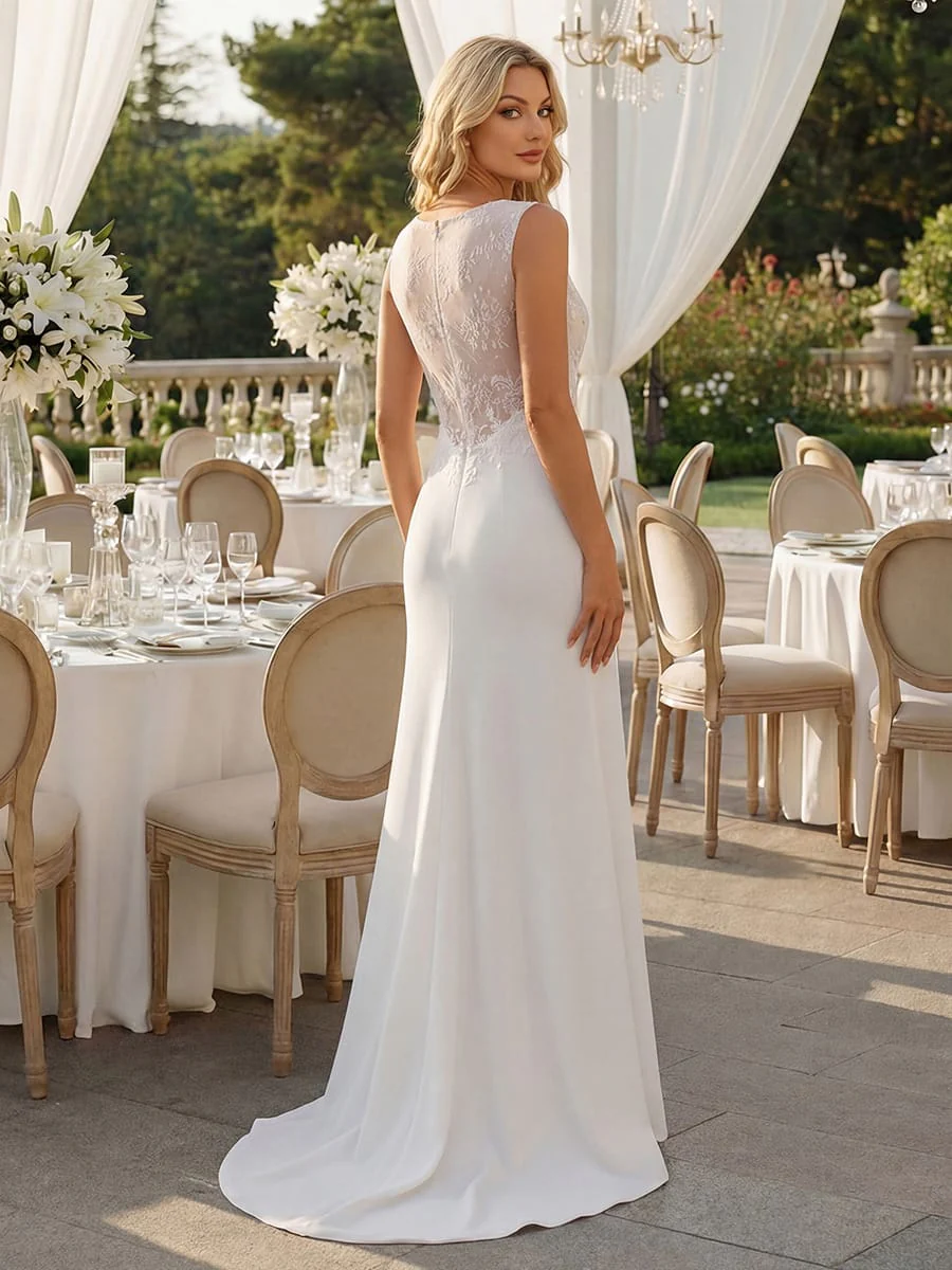 Lace Bodice and Front Slit Maxi Dress - Image 2