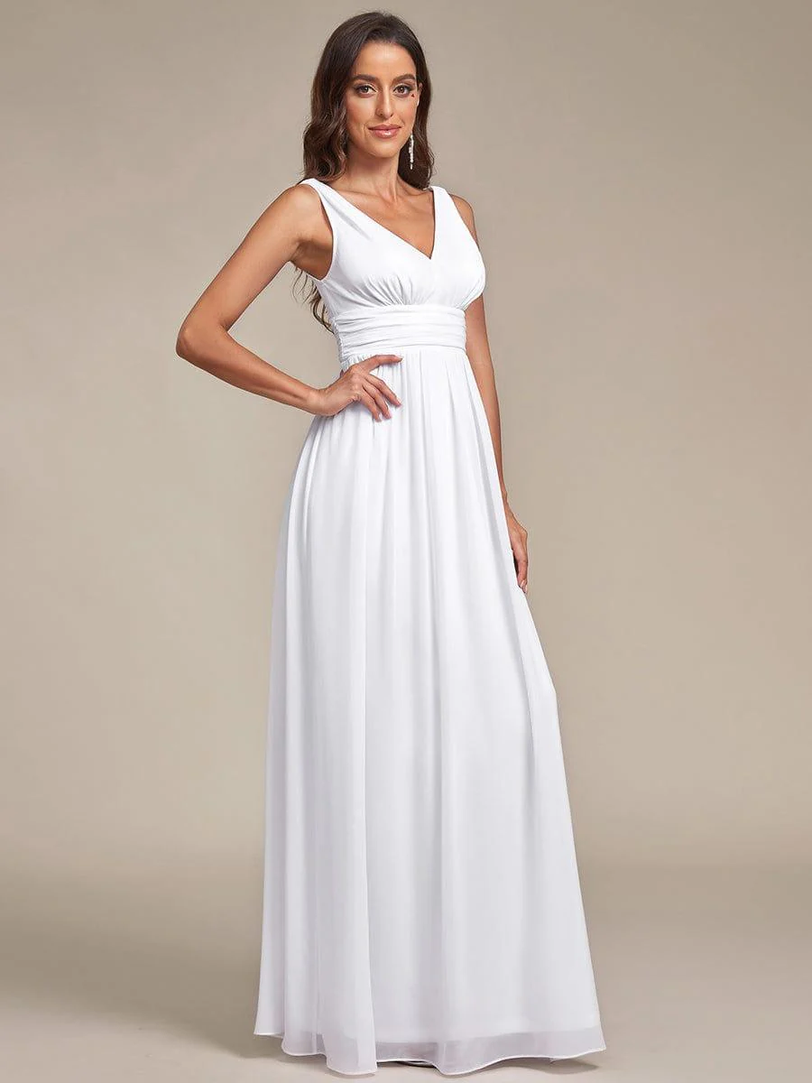 ever HUSH|V Neck Sleeveless Pleated Chiffon Evening Dress - Image 108
