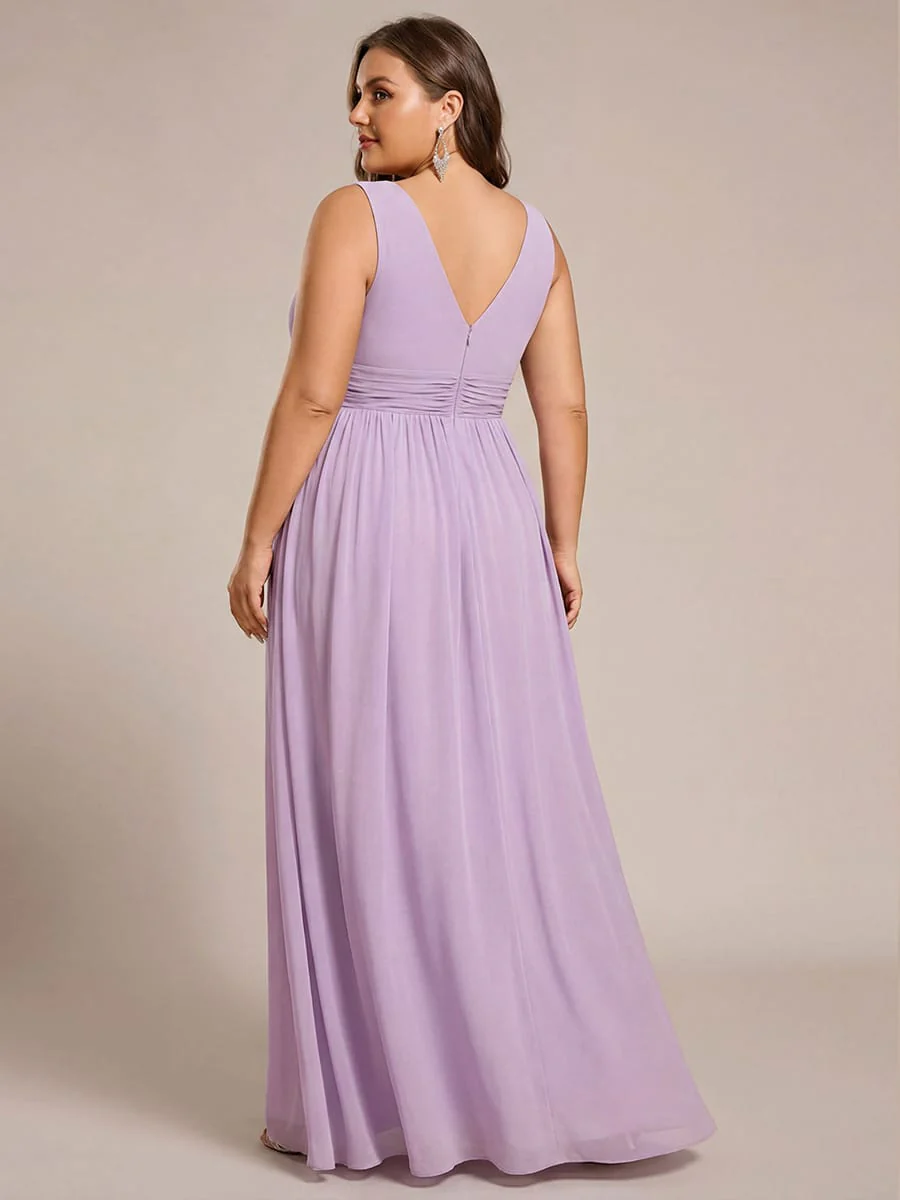 ever HUSH|V Neck Sleeveless Pleated Chiffon Evening Dress - Image 140