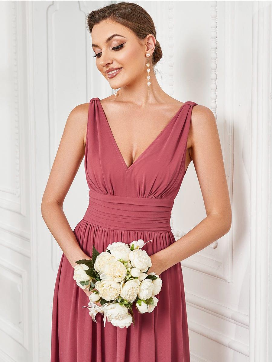 ever HUSH|V Neck Sleeveless Pleated Chiffon Evening Dress - Image 82