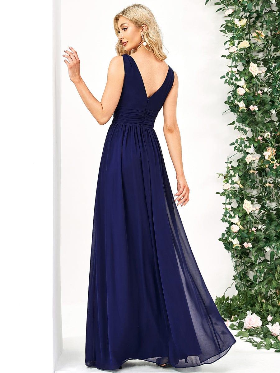 ever HUSH|V Neck Sleeveless Pleated Chiffon Evening Dress - Image 99