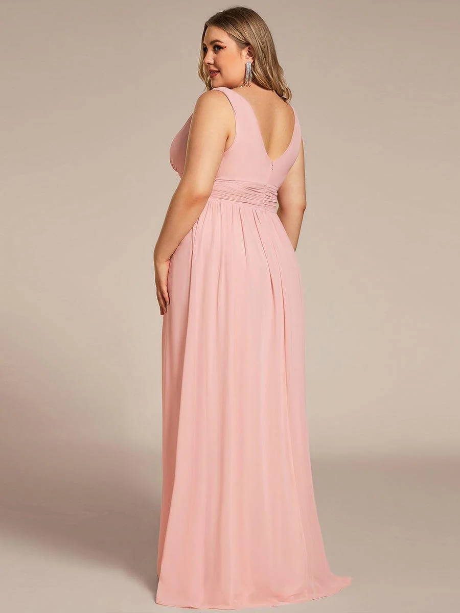ever HUSH|Elegant V Neck A Line Chiffon Maxi Bridesmaid Dresses - Image 121