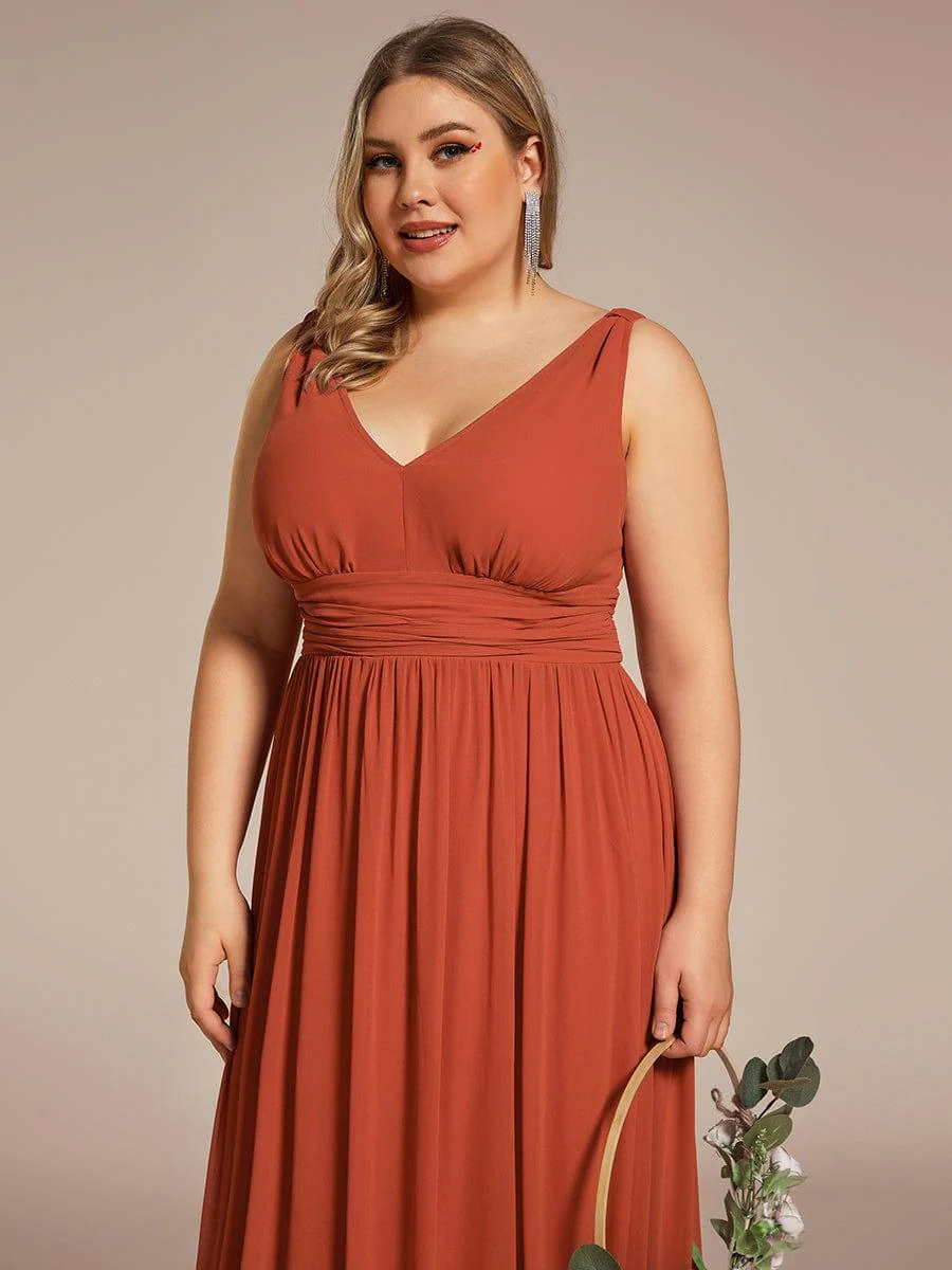ever HUSH|Elegant V Neck A Line Chiffon Maxi Bridesmaid Dresses - Image 96