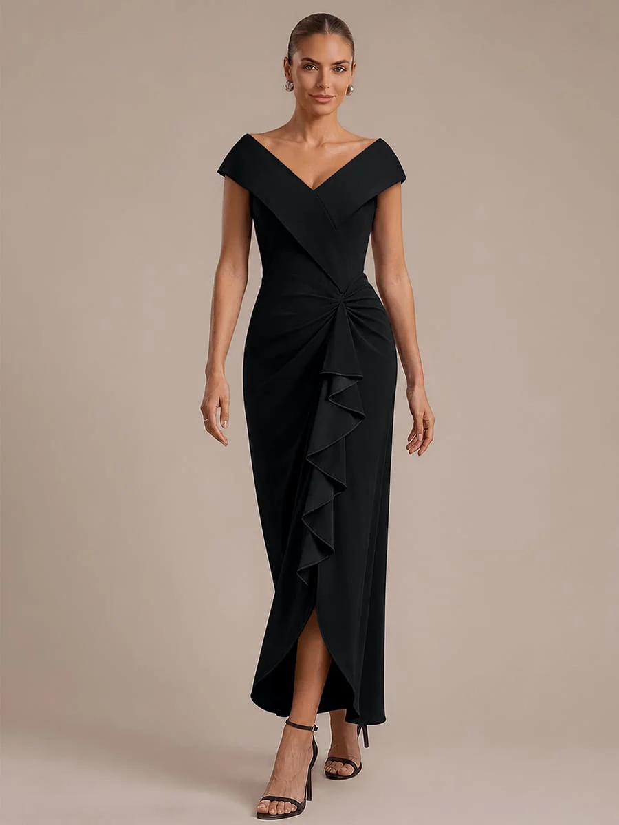 Slit Crepe Cap Sleeve Dress - Image 6