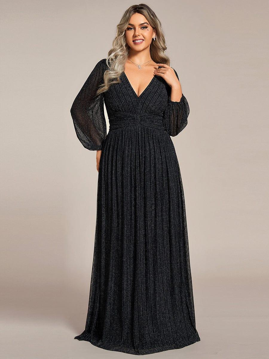 ever BRYM|Sparkle Long Sleeve Wedding Guest Dress with A-line Silhouette - Image 12