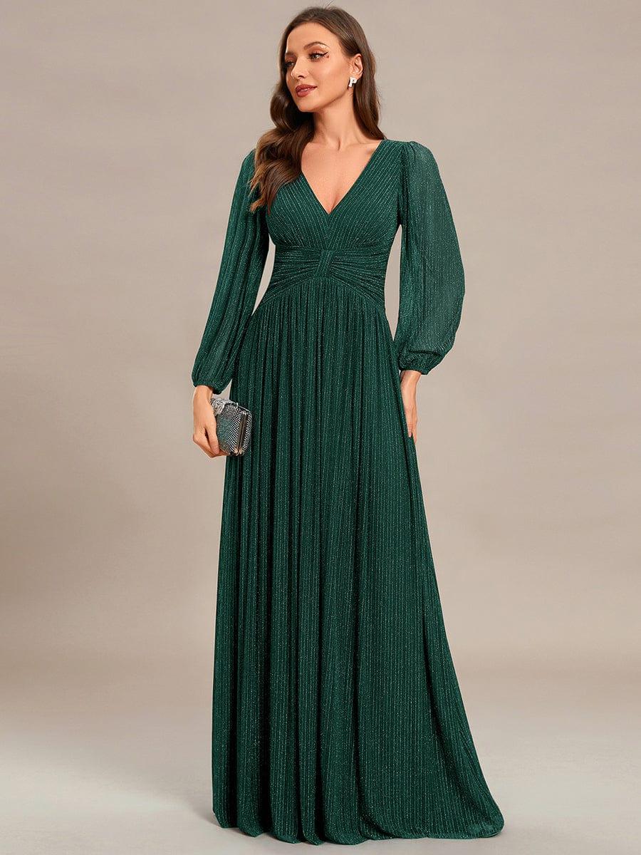 ever BRYM|Sparkle Long Sleeve Wedding Guest Dress with A-line Silhouette - Image 16