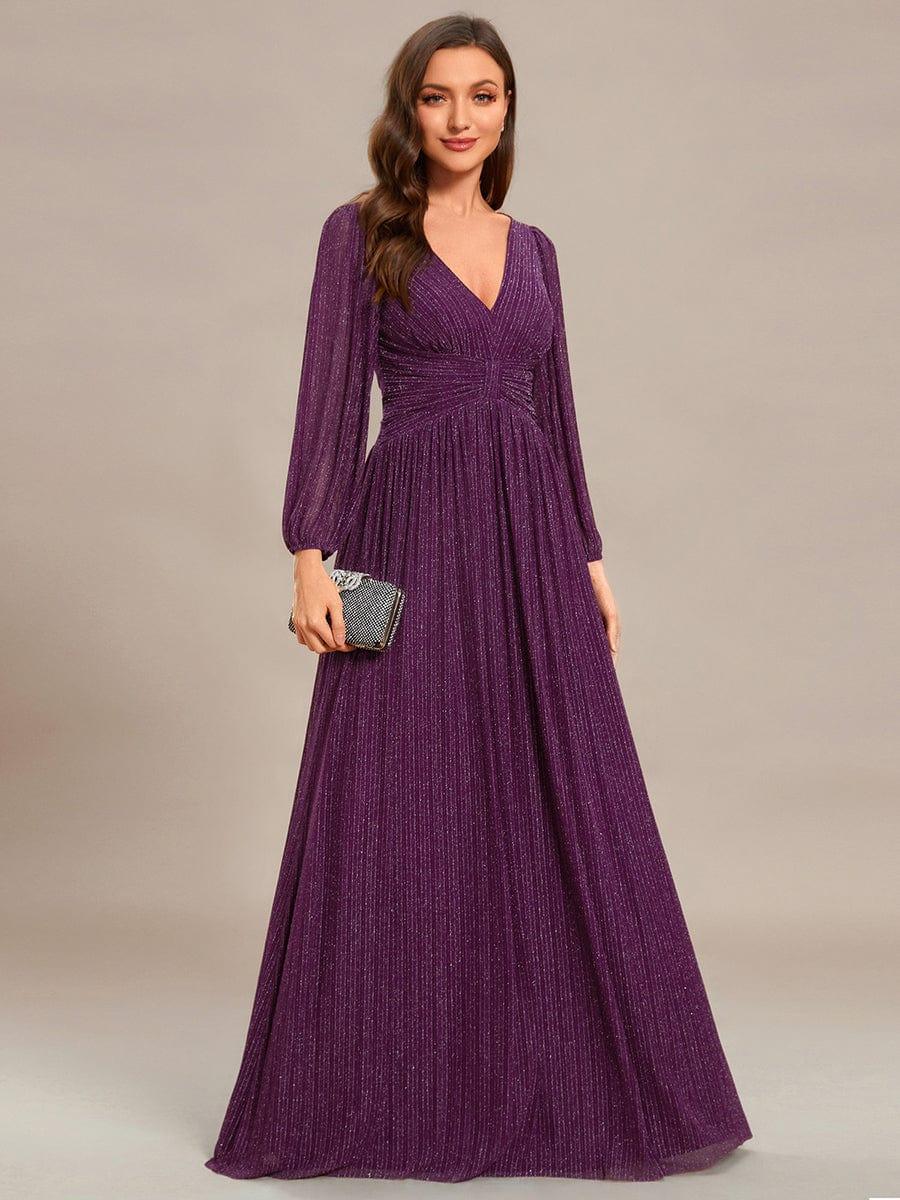 ever BRYM|Sparkle Long Sleeve Wedding Guest Dress with A-line Silhouette - Image 25