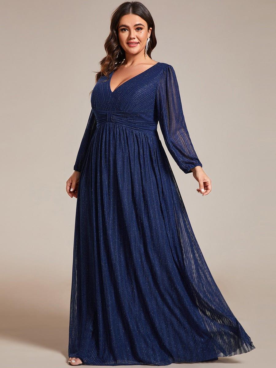 ever BRYM|Sparkle Long Sleeve Wedding Guest Dress with A-line Silhouette - Image 45