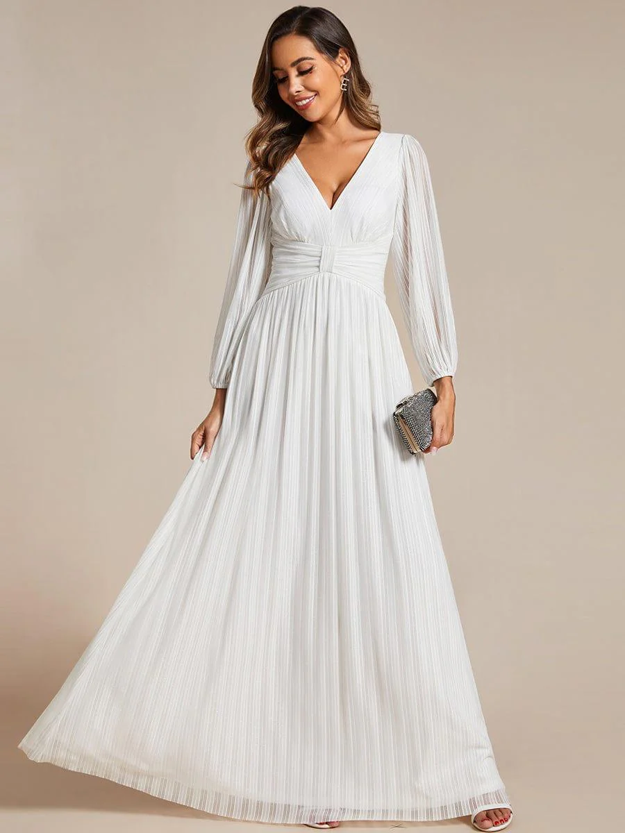 ever BRYM|Sparkle Long Sleeve Wedding Guest Dress with A-line Silhouette - Image 50