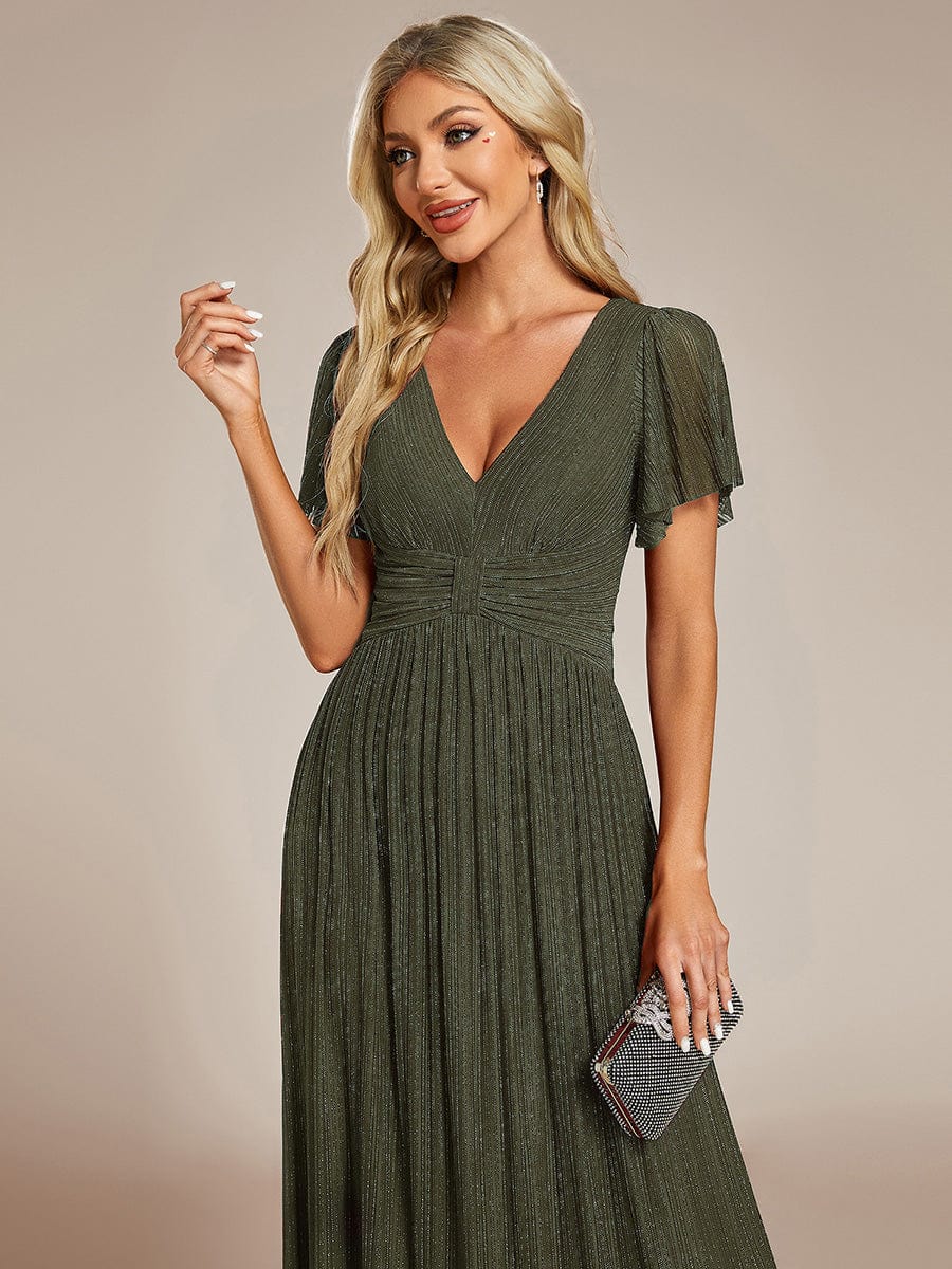 ever DAPHNE|Sparkle Short Sleeves Formal Evening Dress with V-Neck - Image 63