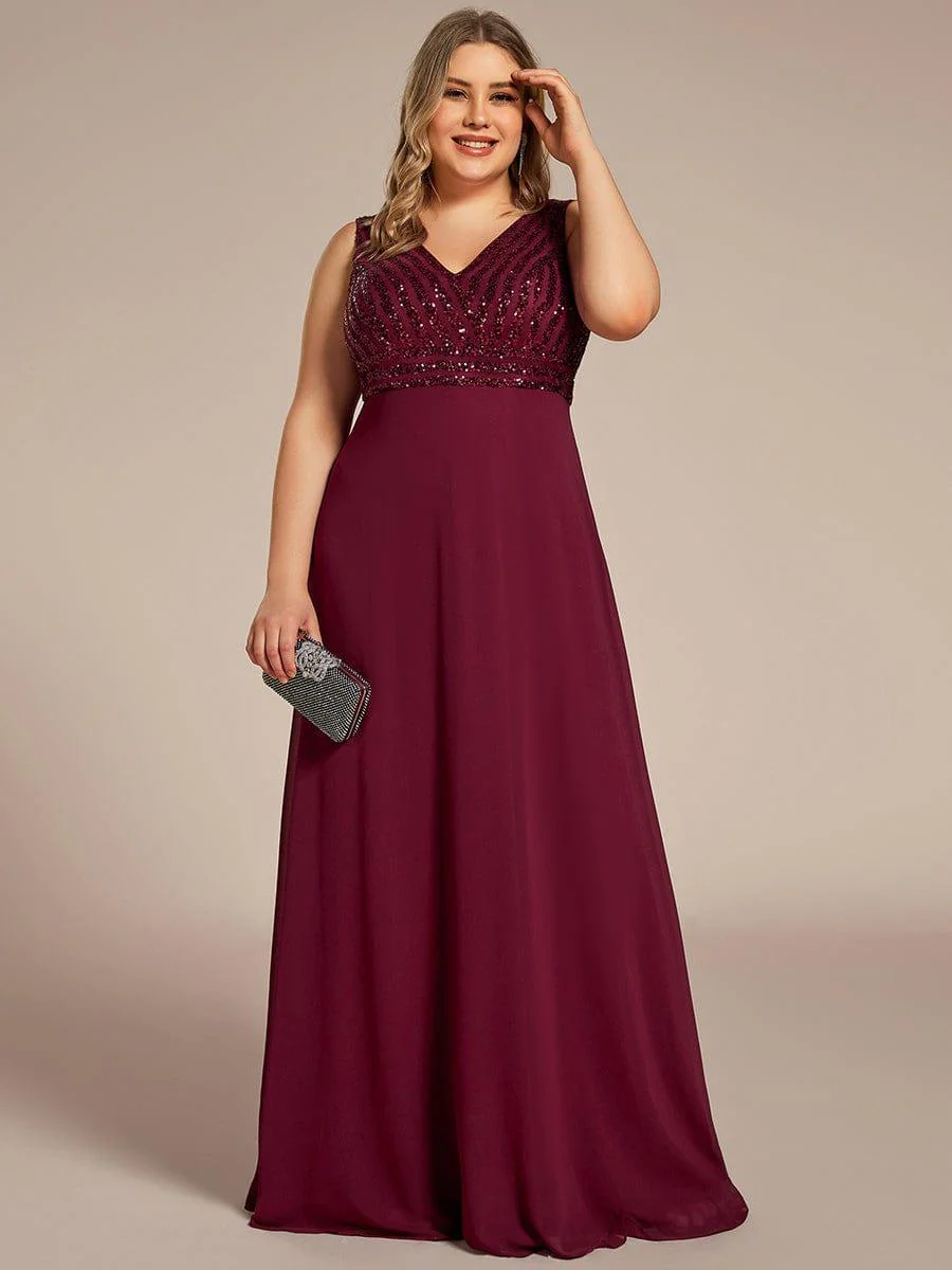 Sparkling Sequin V-Neck A-Line Evening Dress - Image 14