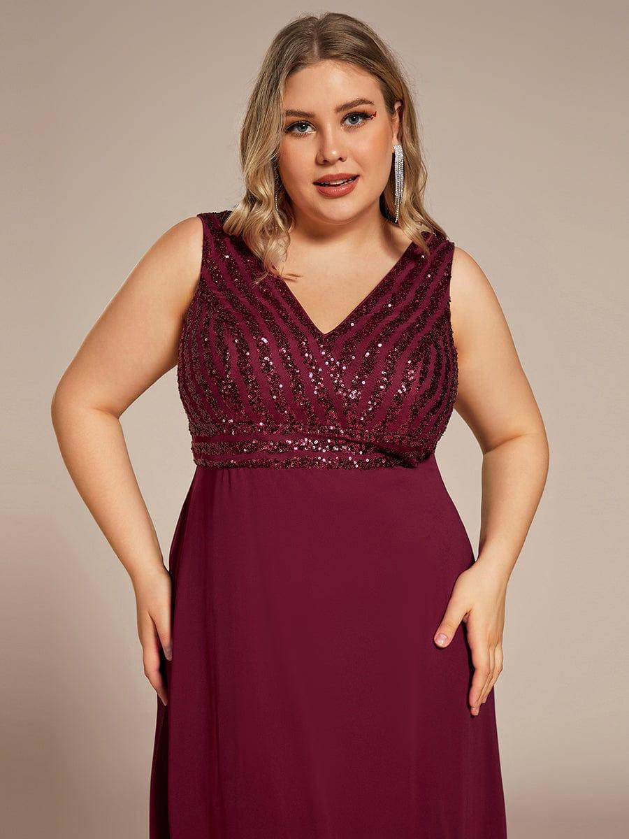 Sparkling Sequin V-Neck A-Line Evening Dress - Image 16