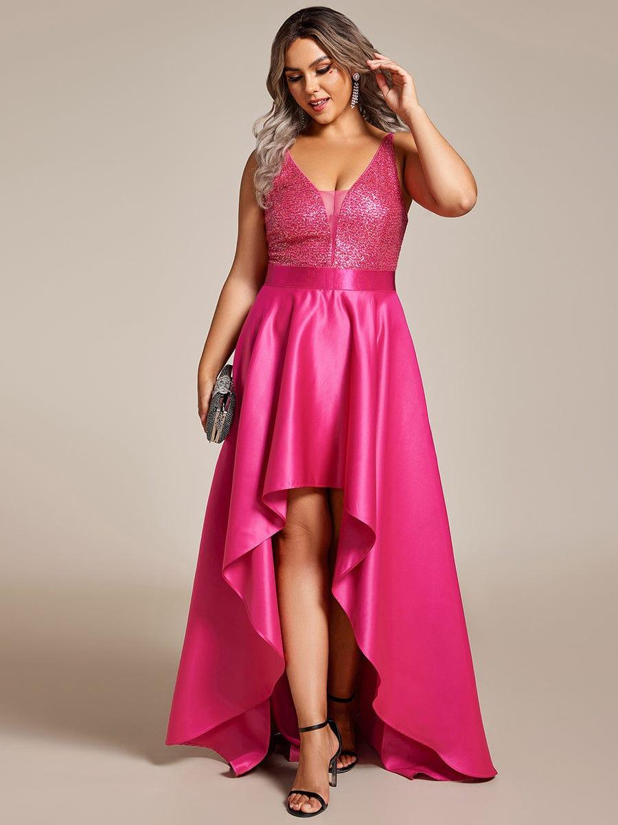 pretty ALYNA|Sparkly Plus Size Prom Dresses for Women with Irregular Hem (Final Sale) - Image 41