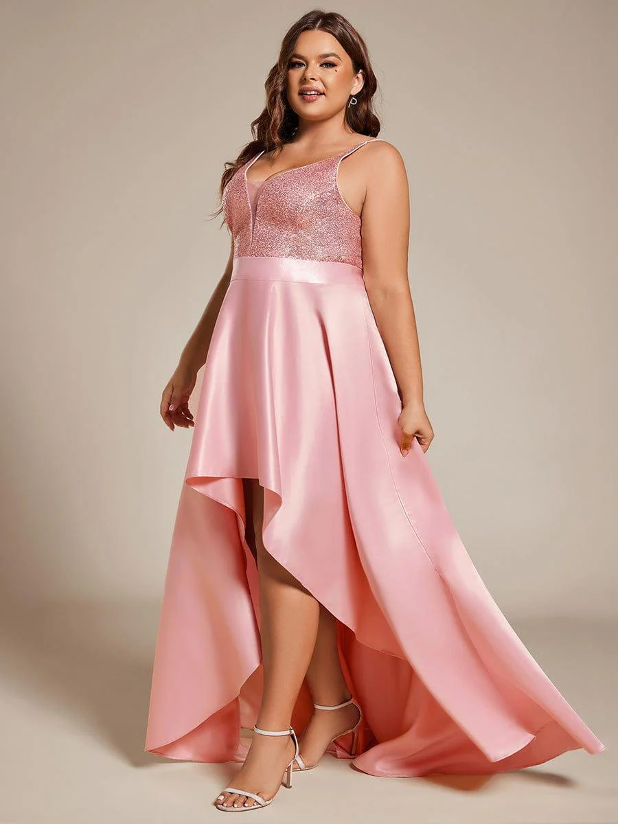 pretty ALYNA|Sparkly Plus Size Prom Dresses for Women with Irregular Hem (Final Sale) - Image 57