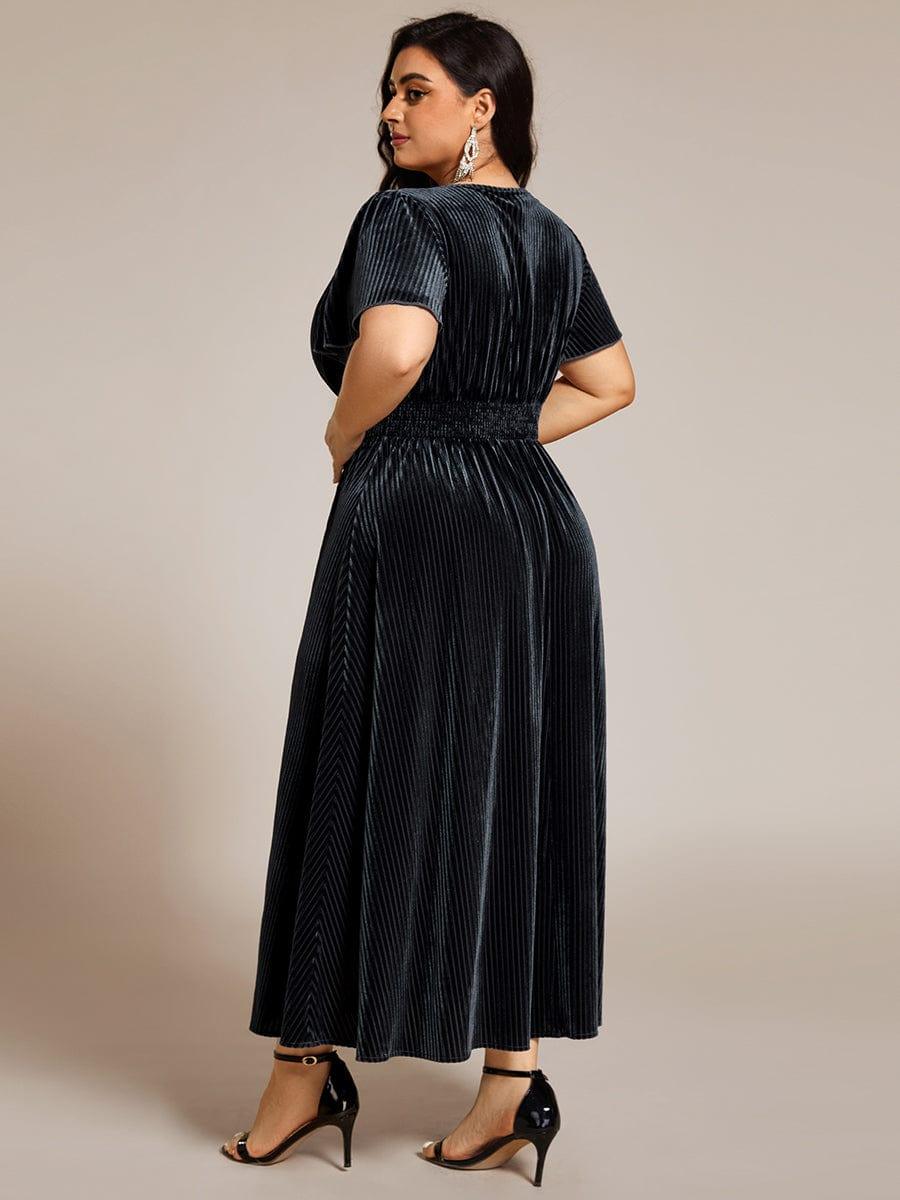 ever AZALEA|Striped Velvet Flutter Sleeves V-Neck Midi Wedding Guest Dress - Image 43