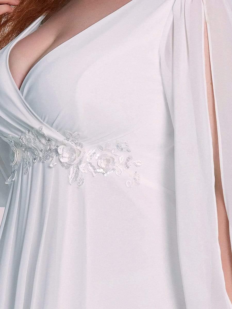 pretty AMOUR|Plus Size Chiffon Evening Dress with Lantern Sleeves - Image 17