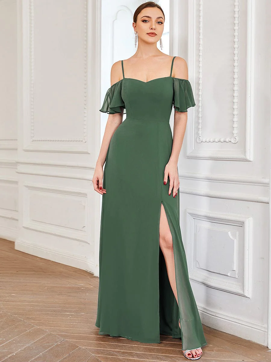 ever REYA|Stylish Cold-Shoulder Floor Length Bridesmaid Dress with Side Slit - Image 117