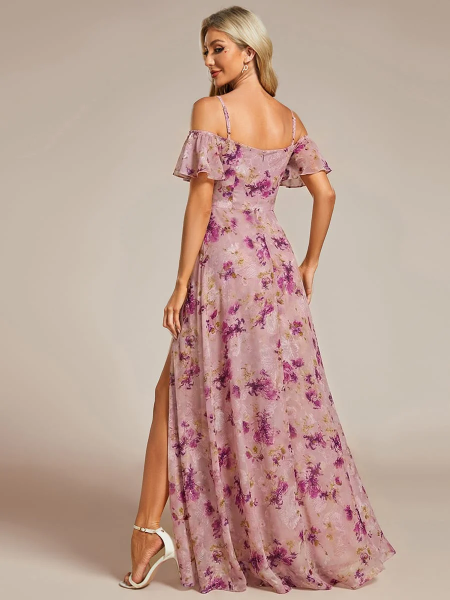 ever REYA|Stylish Cold-Shoulder Floor Length Bridesmaid Dress with Side Slit - Image 158