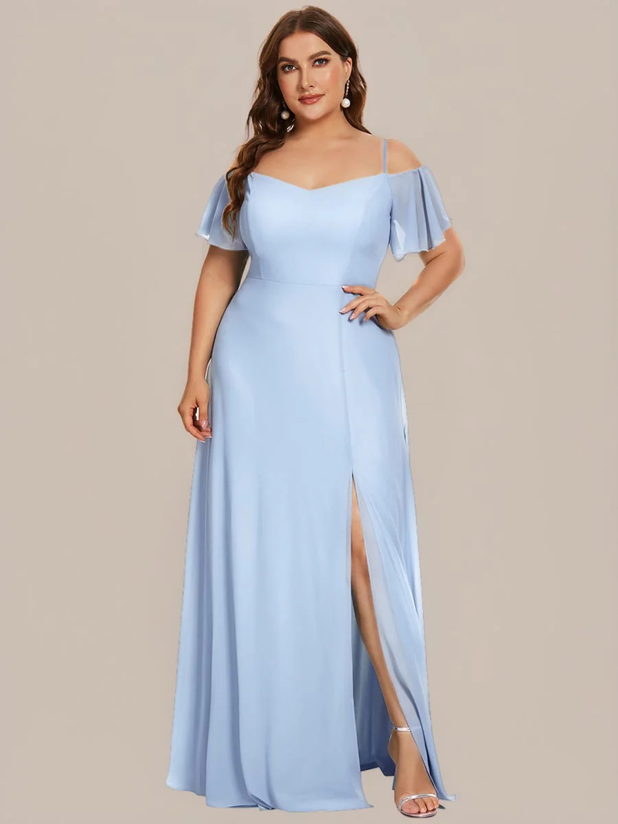 ever REYA|Stylish Cold-Shoulder Floor Length Bridesmaid Dress with Side Slit - Image 192