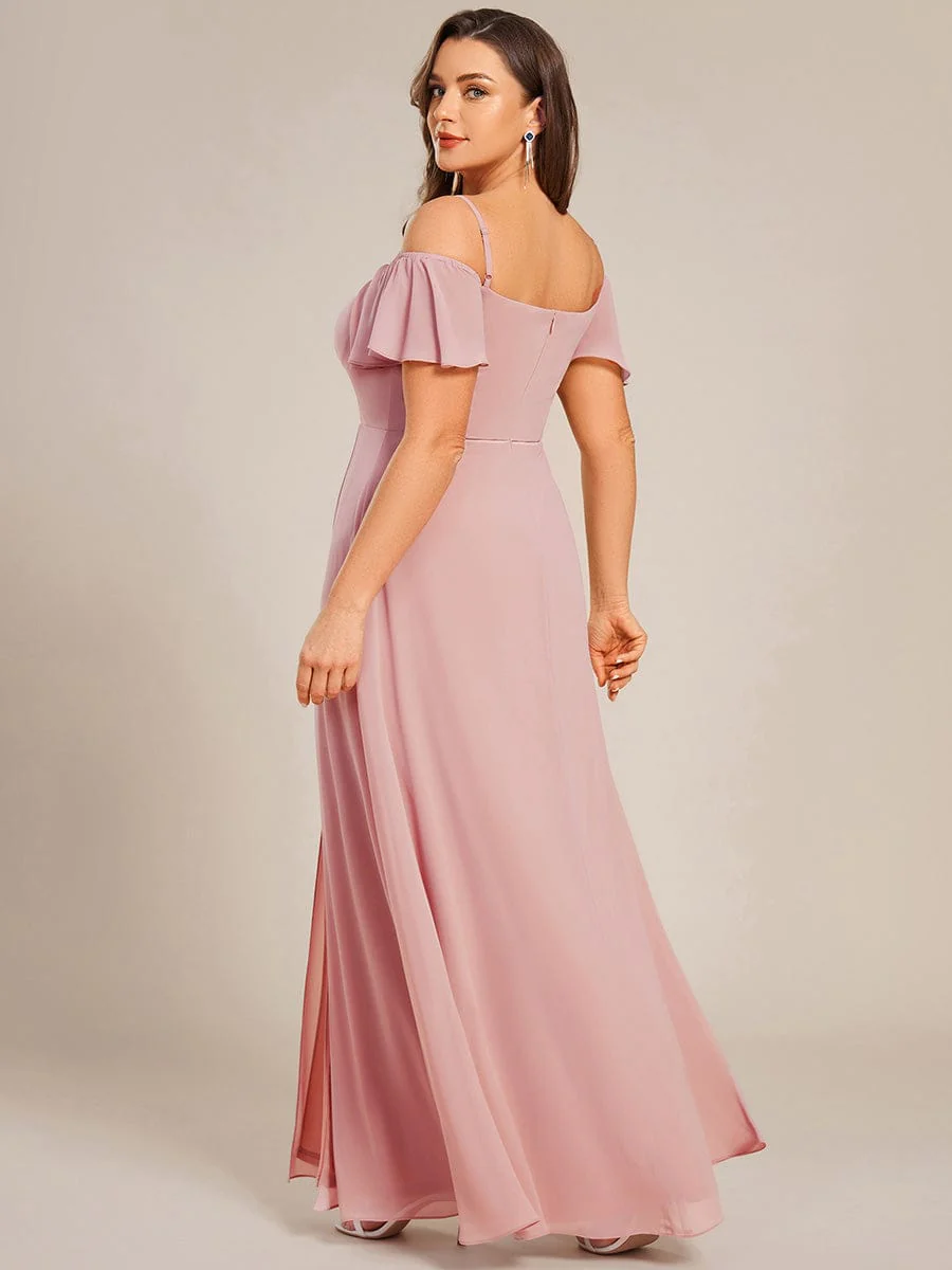 ever REYA|Stylish Cold-Shoulder Floor Length Bridesmaid Dress with Side Slit - Image 200