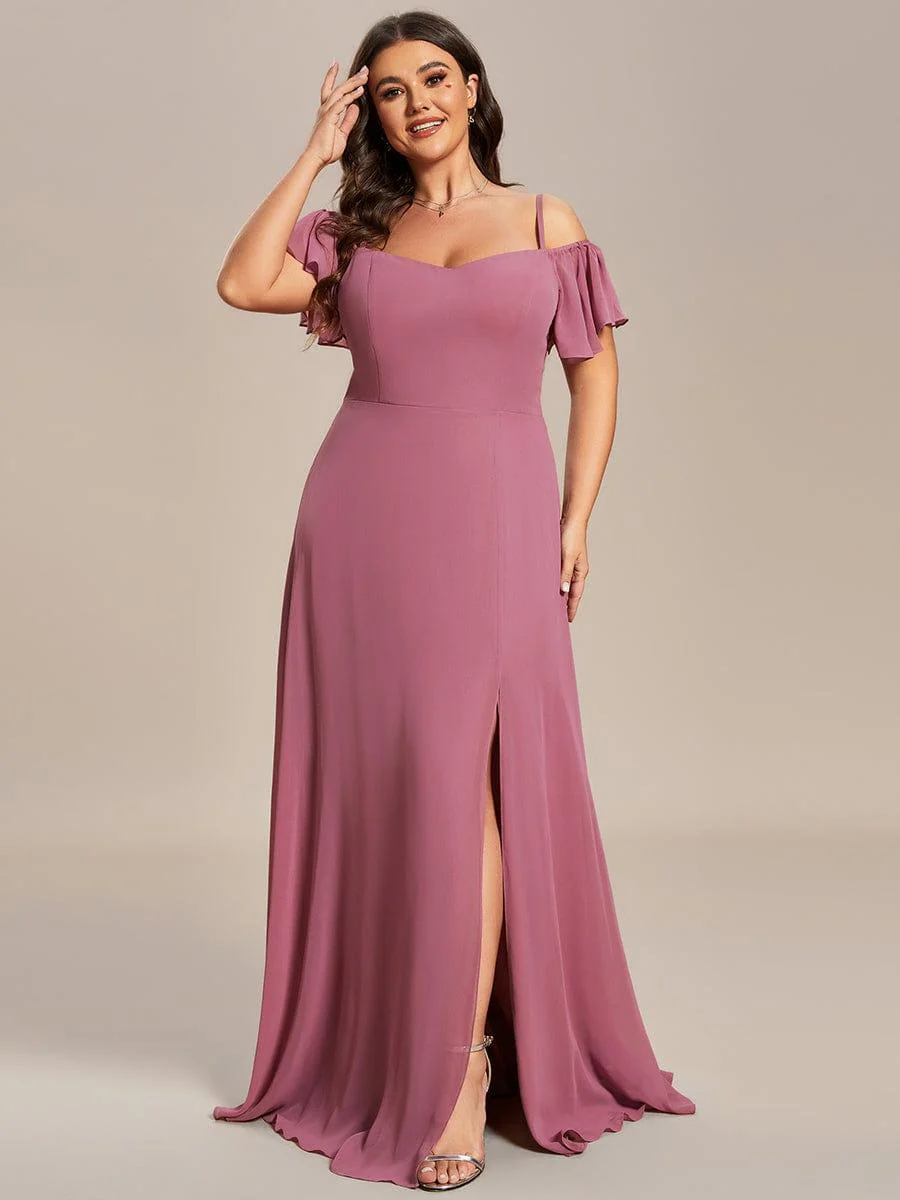 ever REYA|Stylish Cold-Shoulder Floor Length Bridesmaid Dress with Side Slit - Image 65
