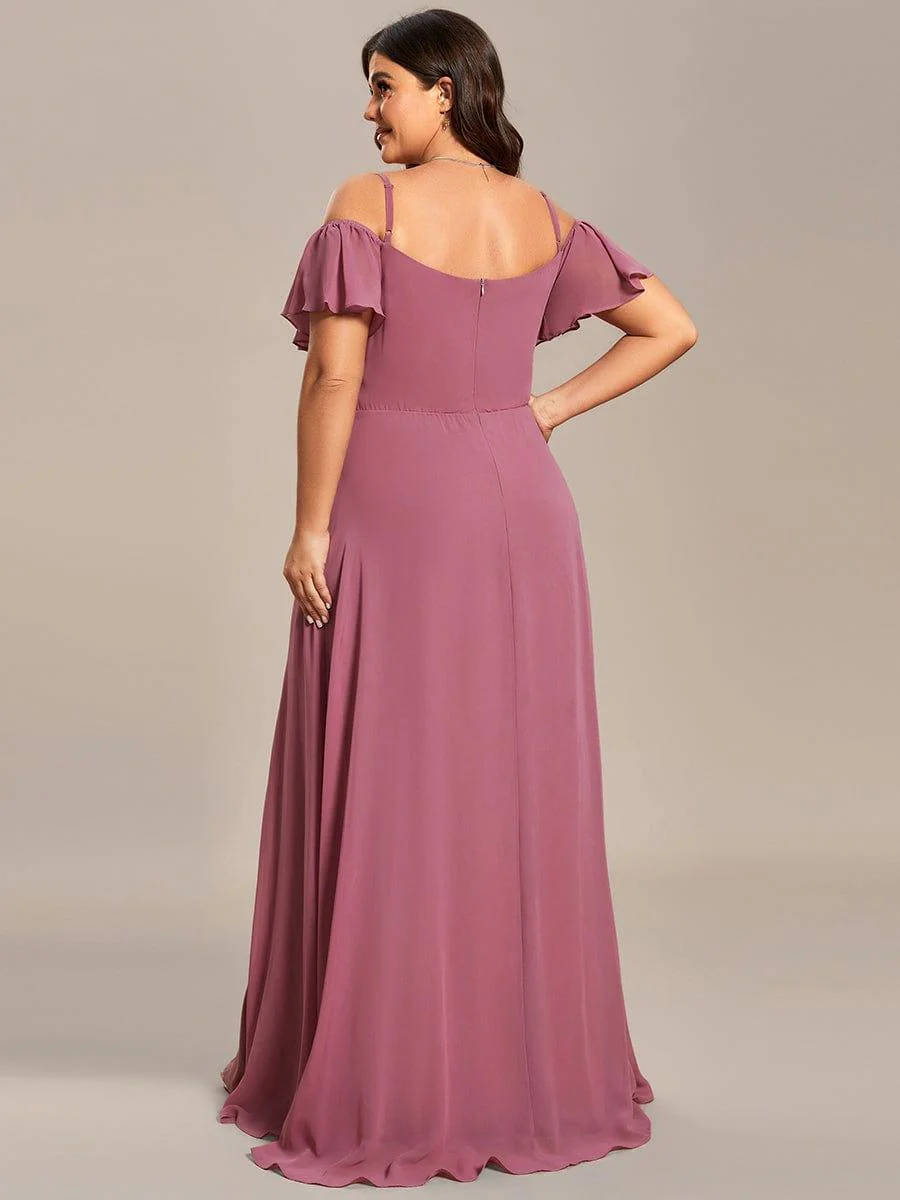 ever REYA|Stylish Cold-Shoulder Floor Length Bridesmaid Dress with Side Slit - Image 66