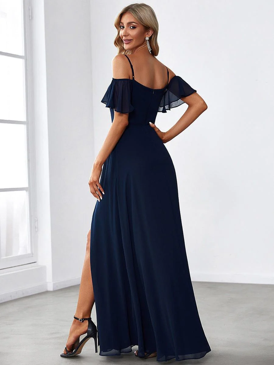 ever REYA|Stylish Cold-Shoulder Floor Length Bridesmaid Dress with Side Slit - Image 8