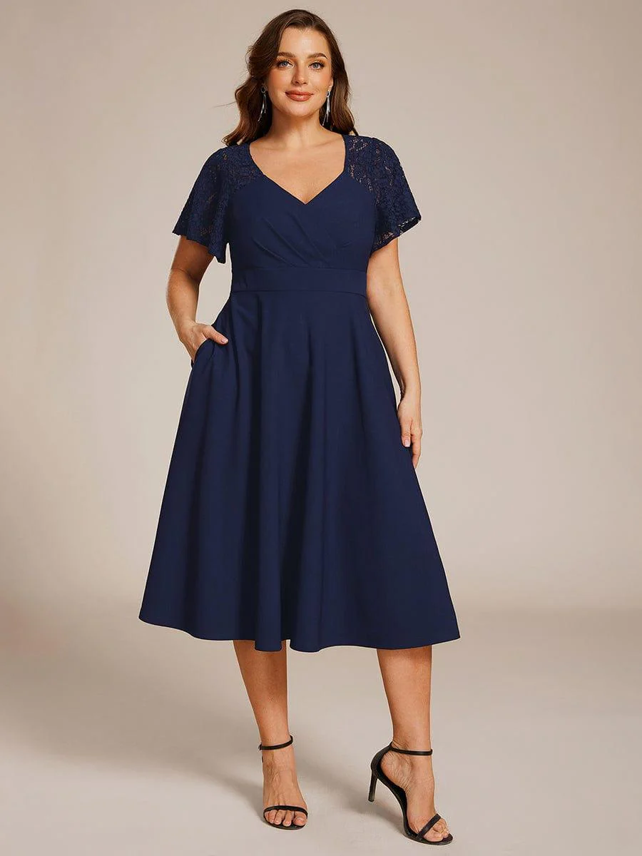 ever EVIE|Hollow Out Midi Wedding Guest Dress With Pockets - Image 29