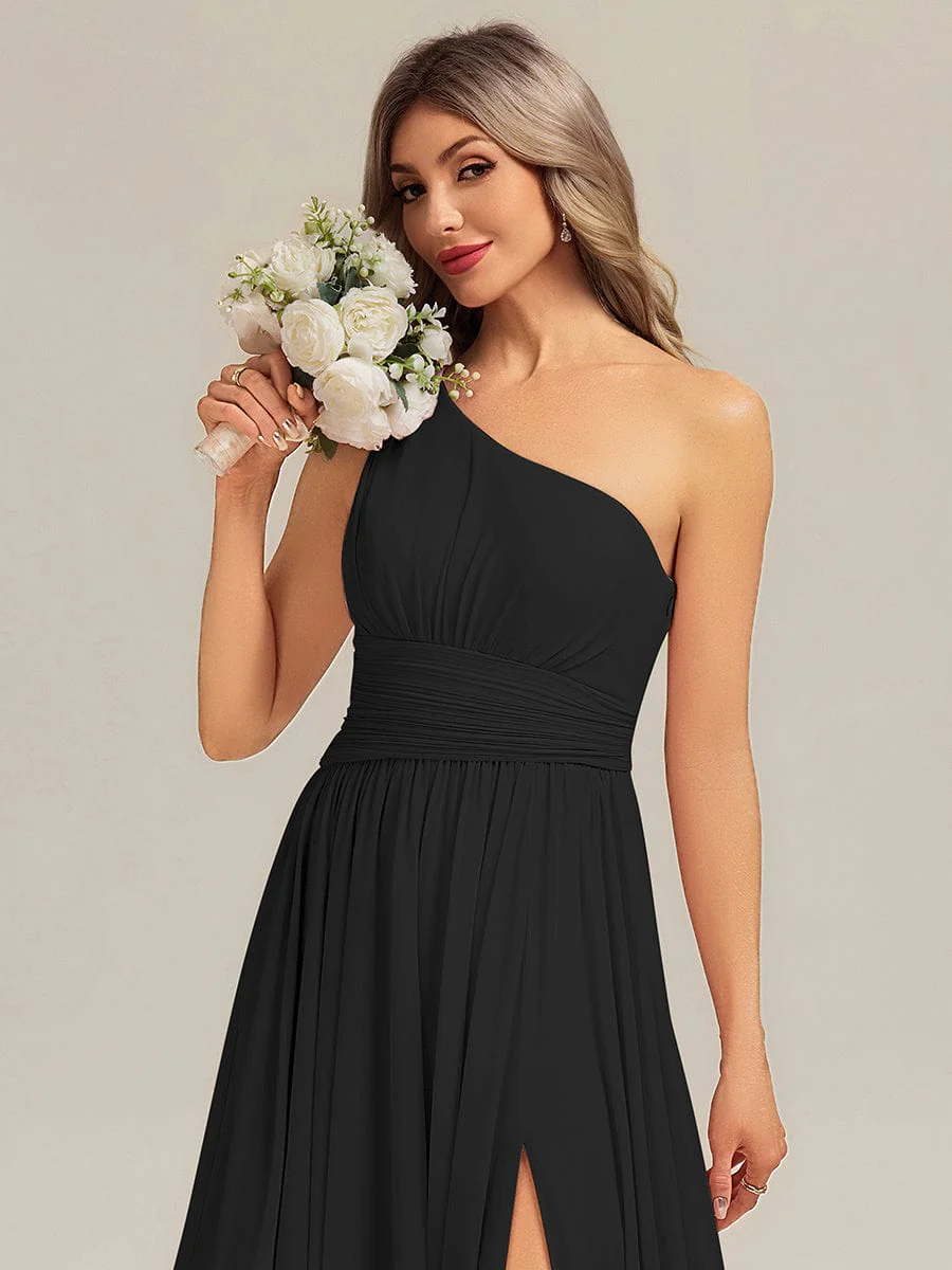 ever BRIELLE|Designer Thigh-High Slit Chiffon Bridesmaid Dress - Image 11