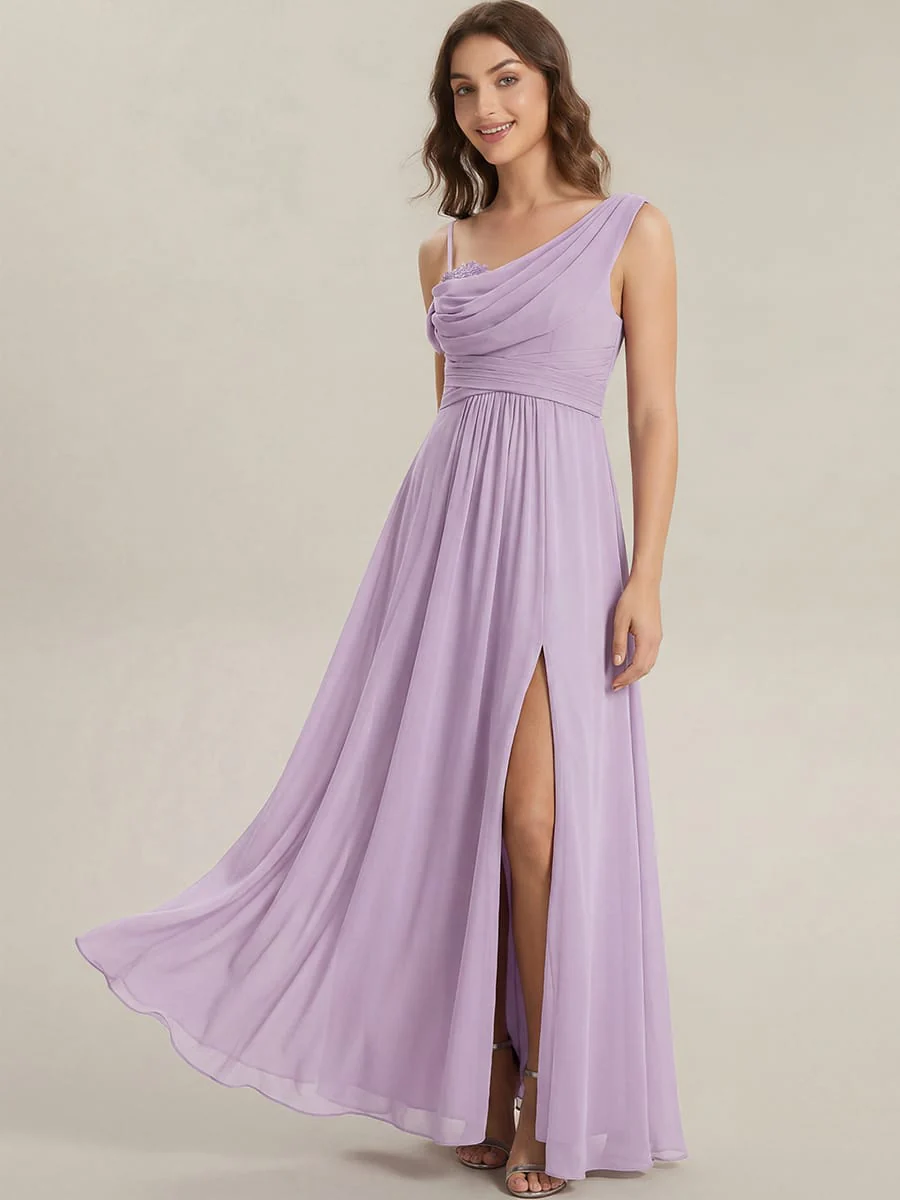 Thigh-High Slit Chiffon Sleeveless Dress - Image 34