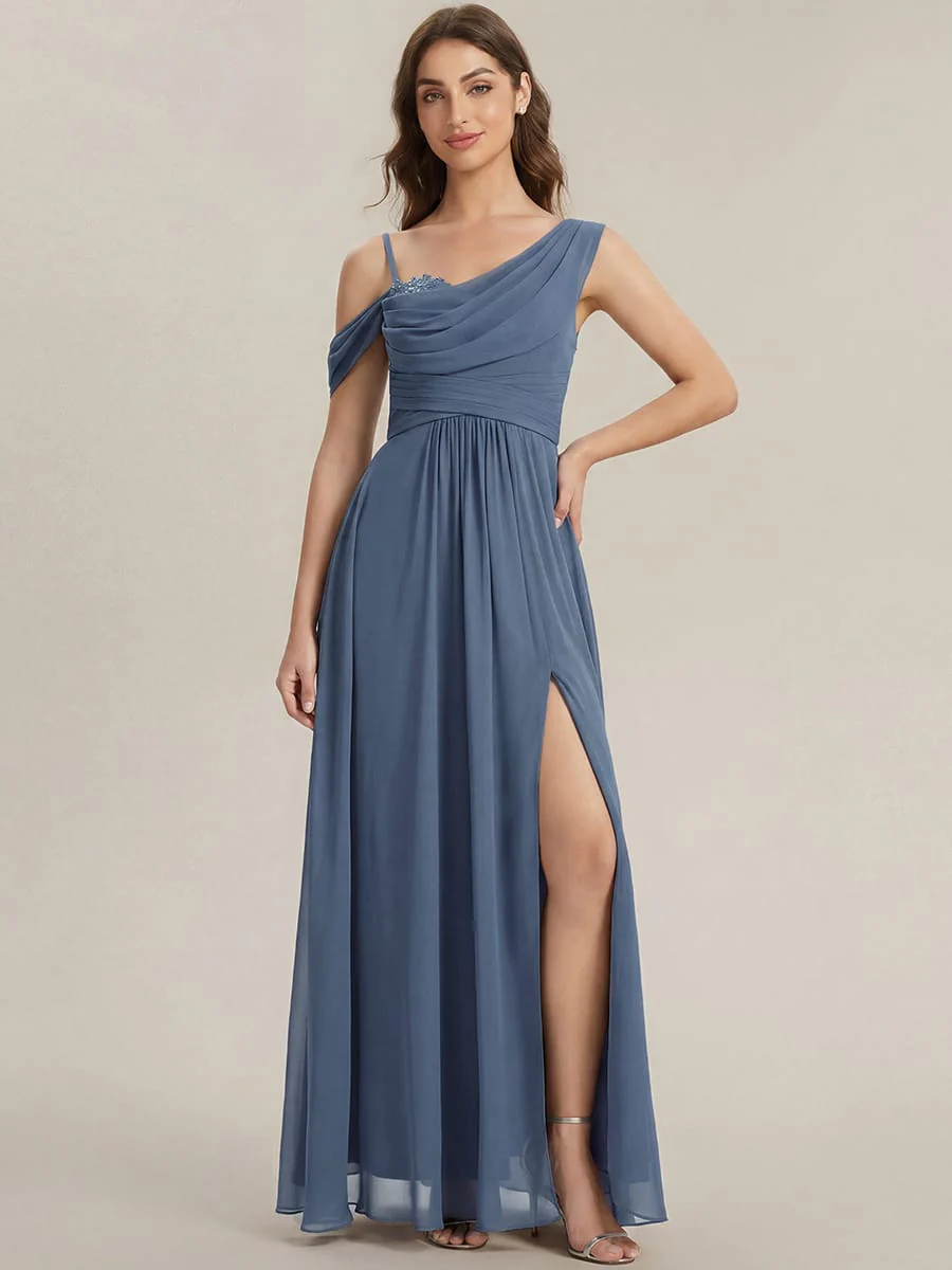 Thigh-High Slit Chiffon Sleeveless Dress - Image 43