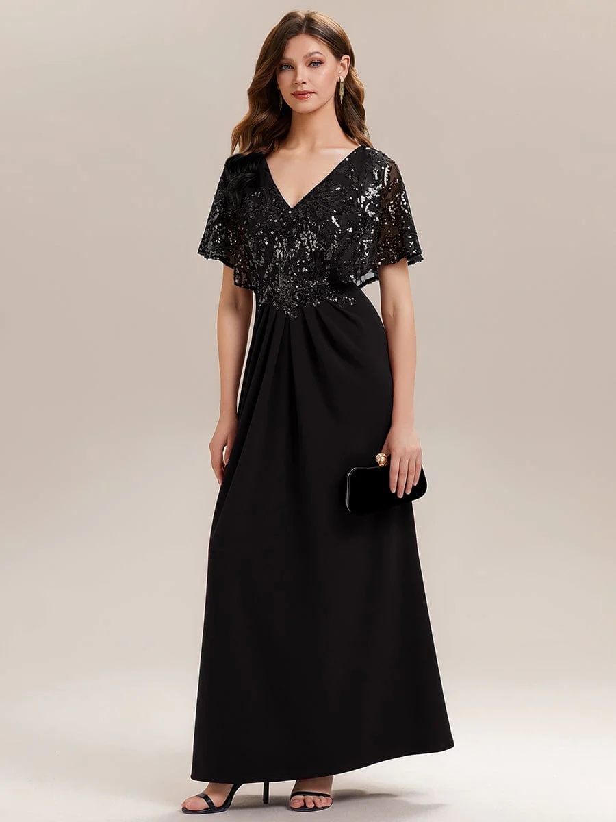 ever KIRA|Elegant V-Neck Sequin Batwing Sleeve Dress - Image 11